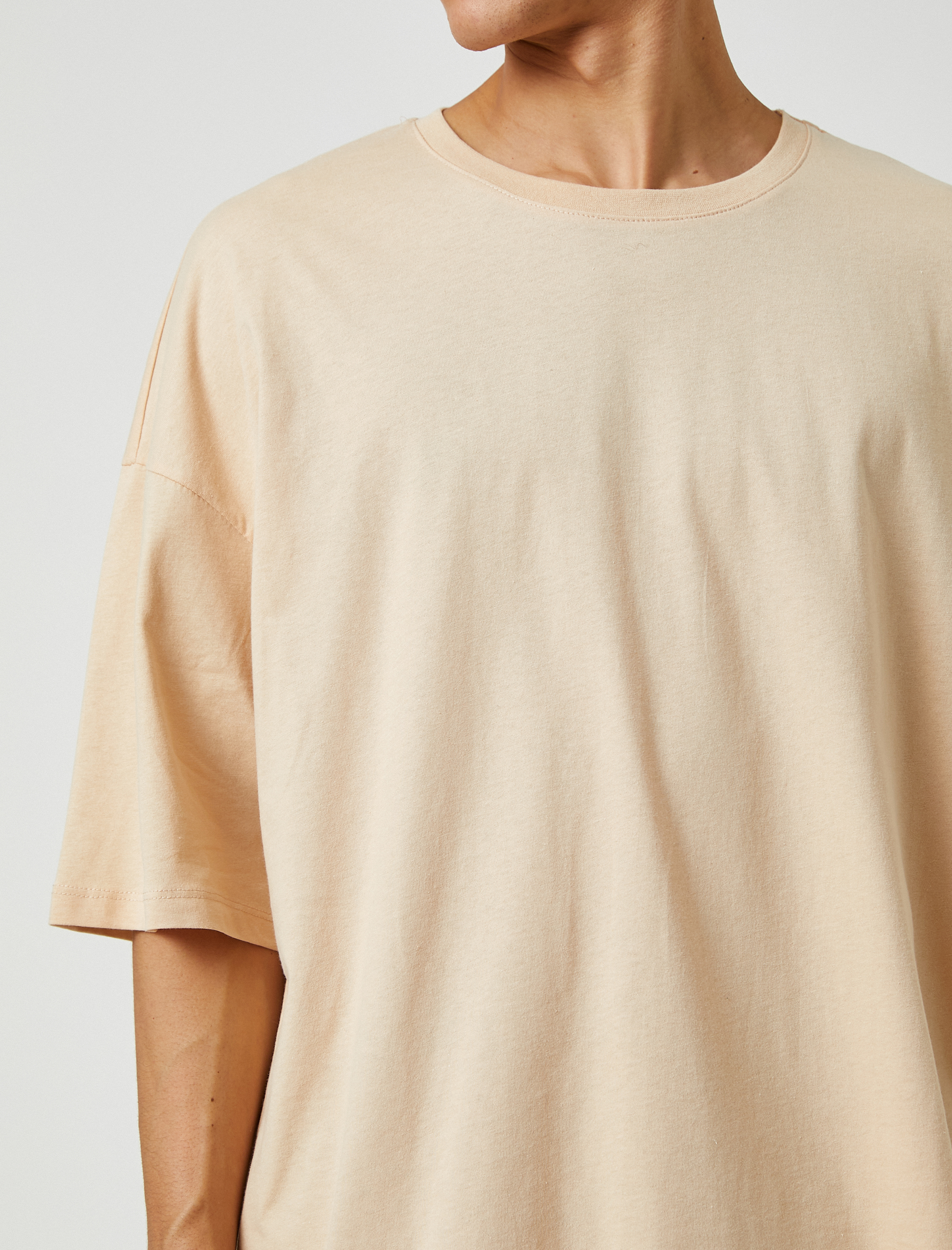   Basic Oversize Tişört Bisiklet Yaka Kısa Kollu