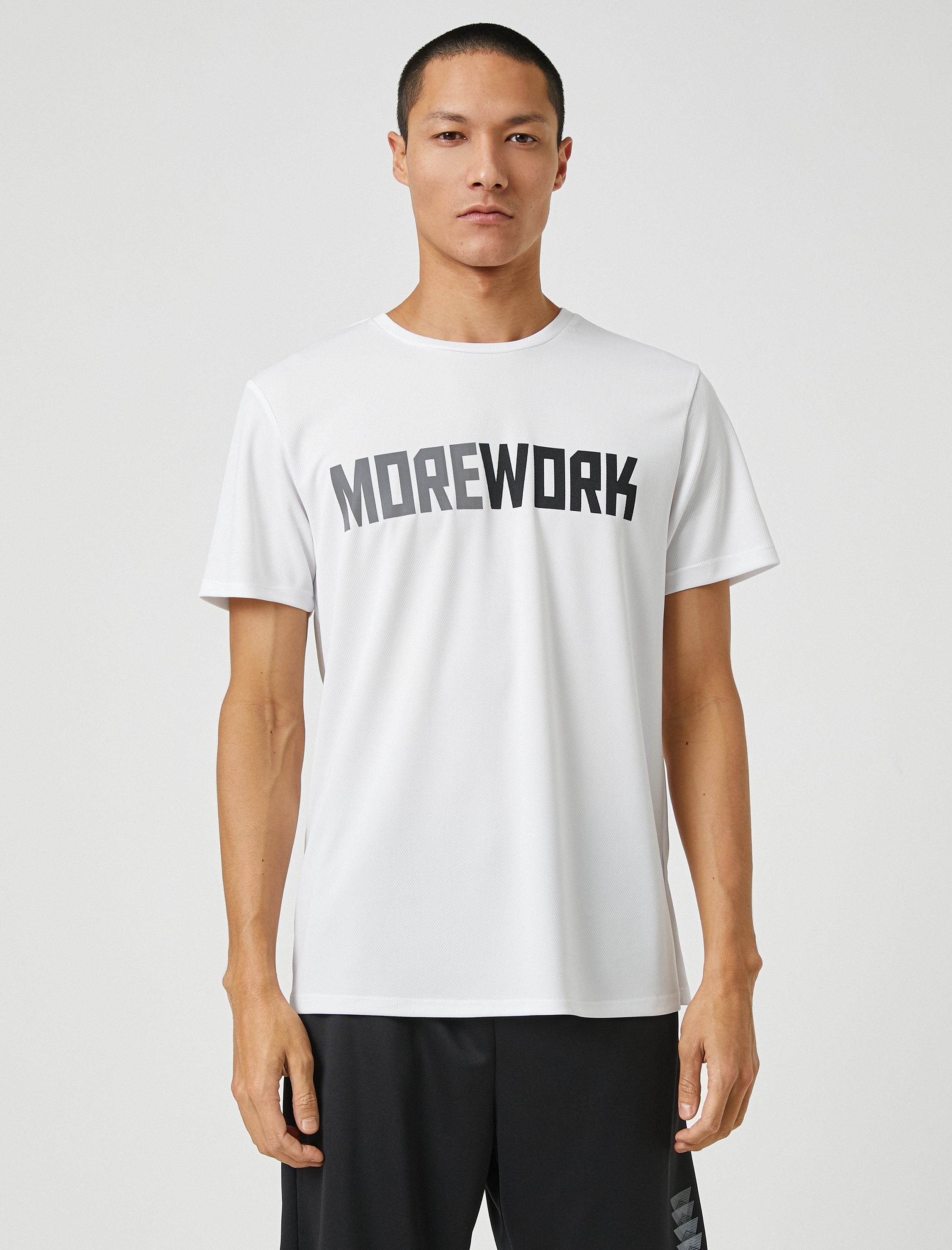   Spor Tişört Slogan Baskılı Bisiklet Yaka Nefes Alan Kumaş