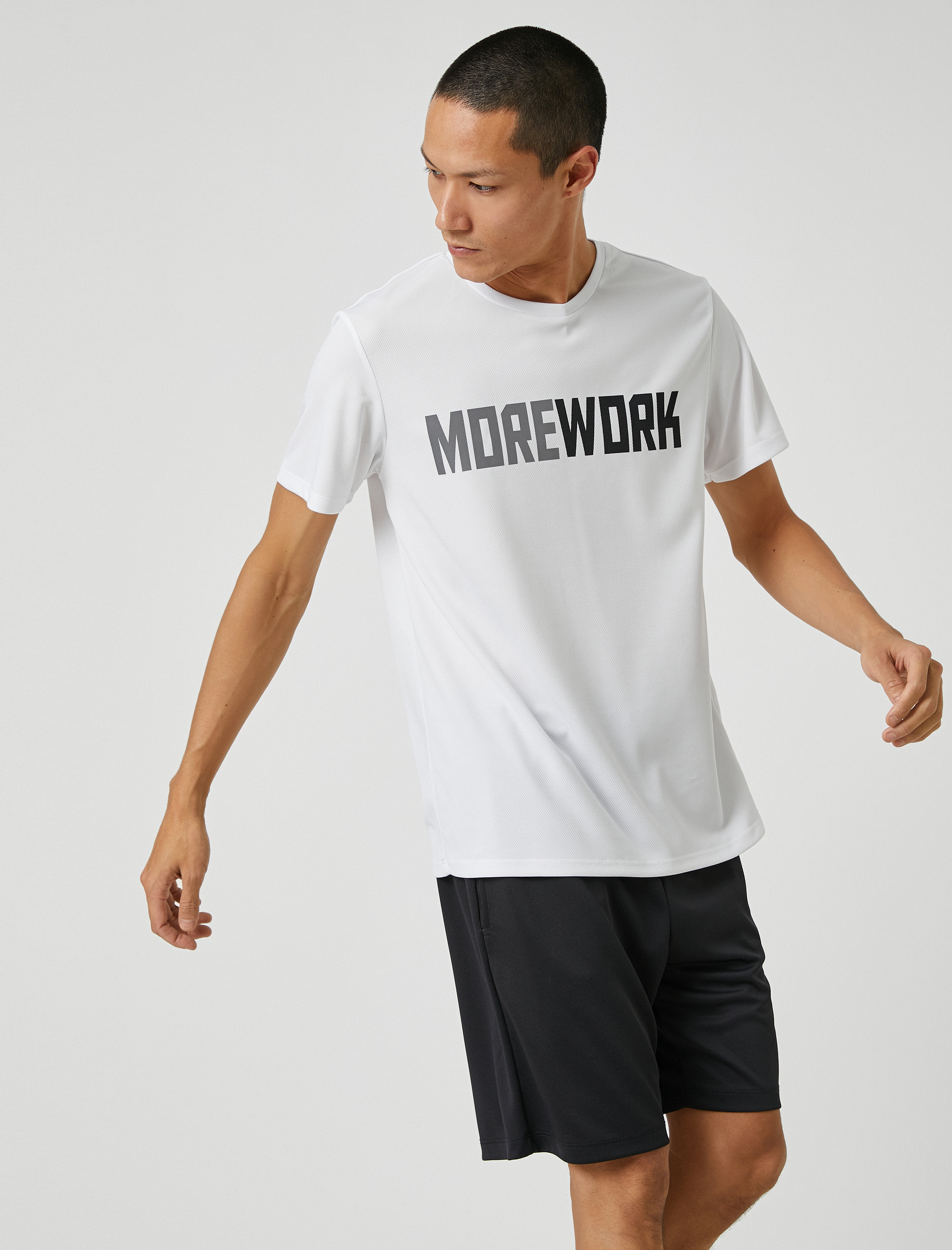   Spor Tişört Slogan Baskılı Bisiklet Yaka Nefes Alan Kumaş