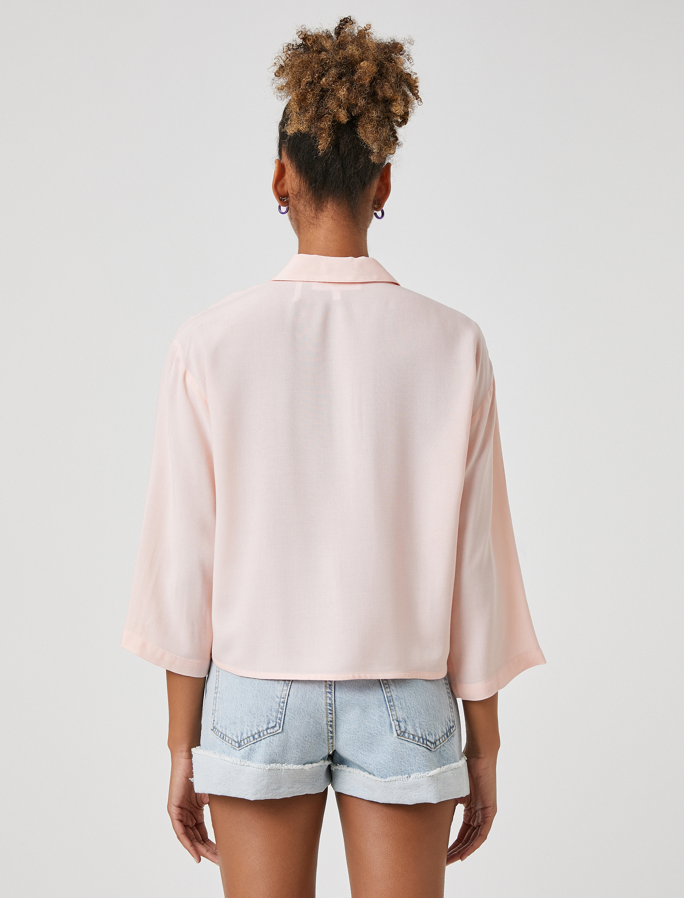   Önden Bağlamalı Gömlek Uzun Kollu Düğmeli Klasik Manşet Yaka