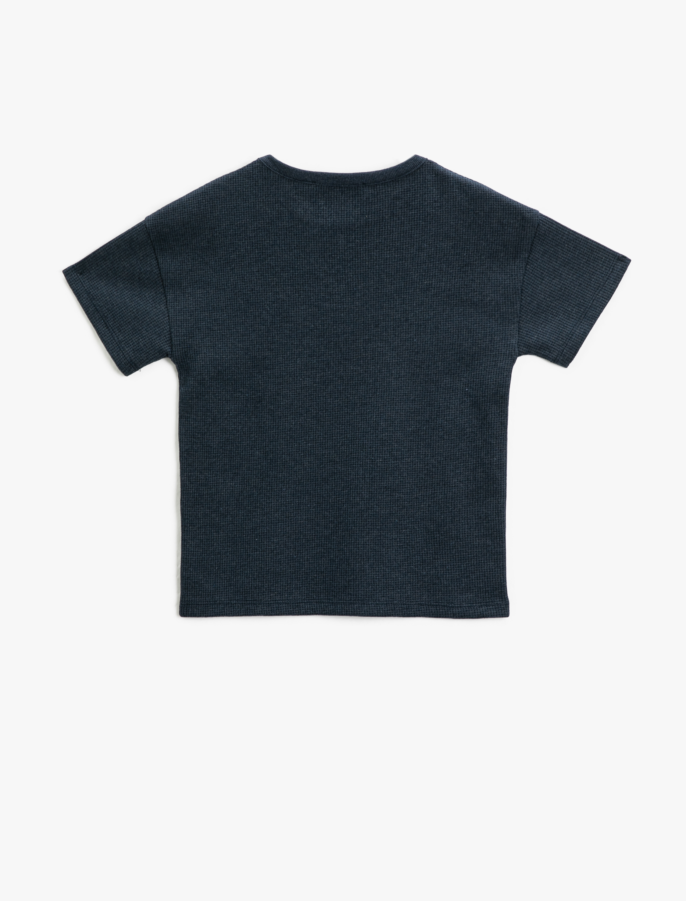  Erkek Çocuk Basic Kısa Kollu Tişört Etiket Detaylı Dokulu