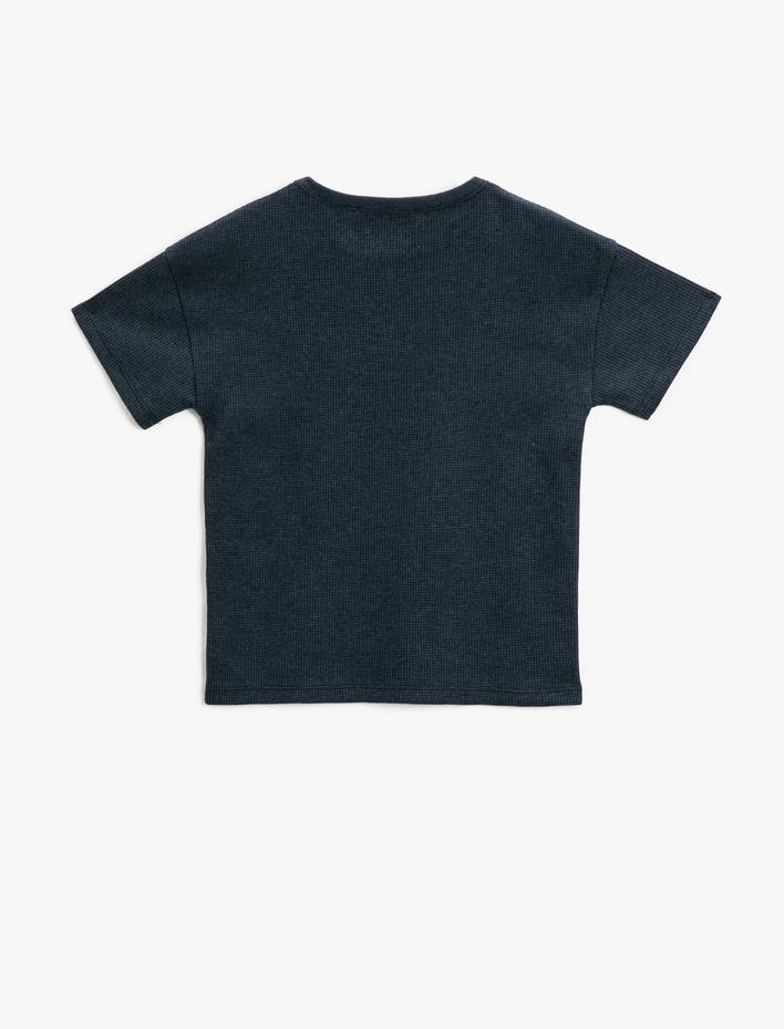 Erkek Çocuk Basic Kısa Kollu Tişört Etiket Detaylı Dokulu