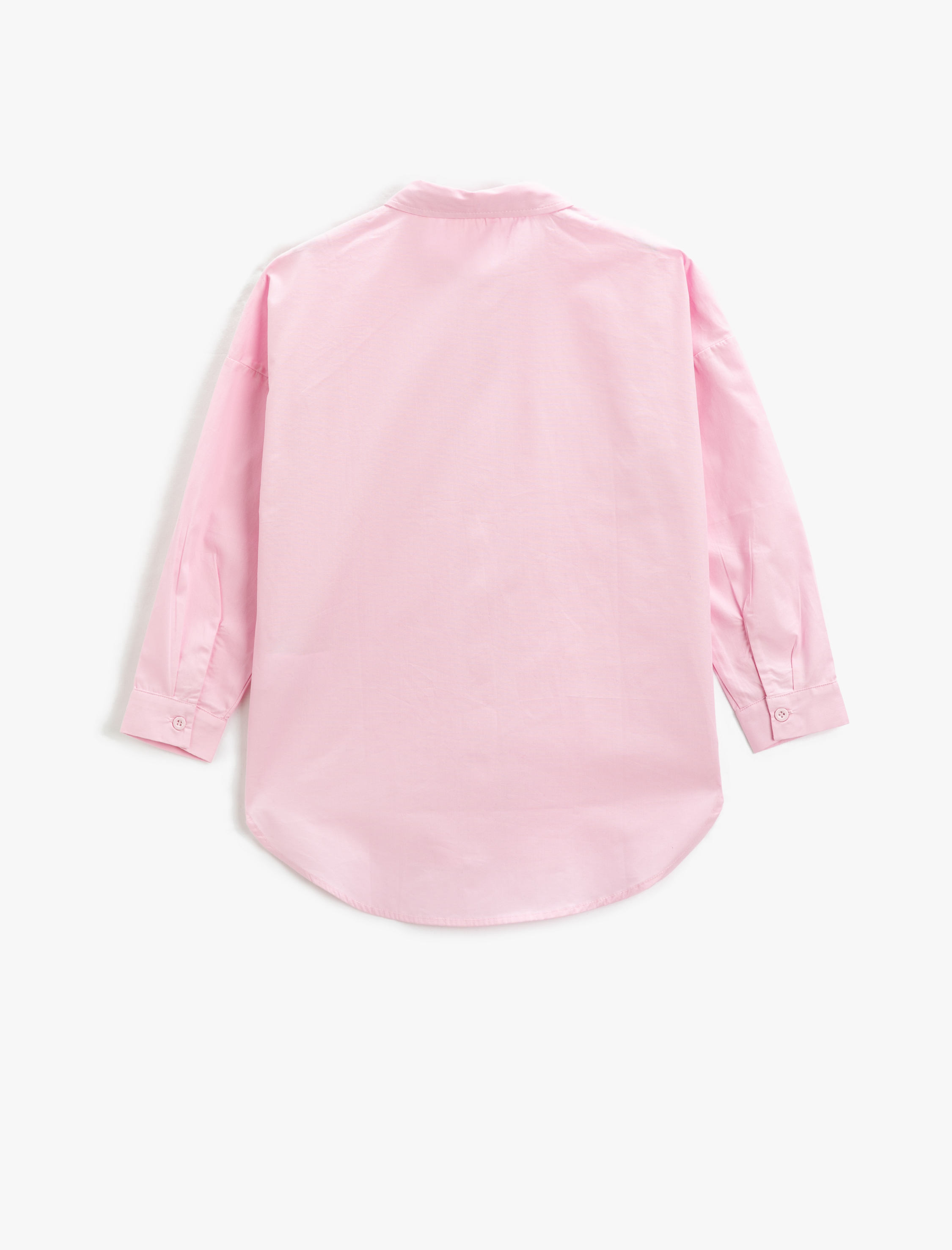  Kız Çocuk Oversize Gömlek Tek Cepli Uzun Kollu Pamuklu