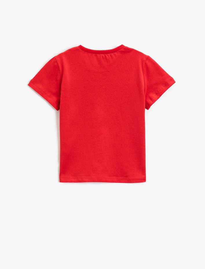 Kız Çocuk Baskılı Tişört Kısa Kollu Bisiklet Yaka