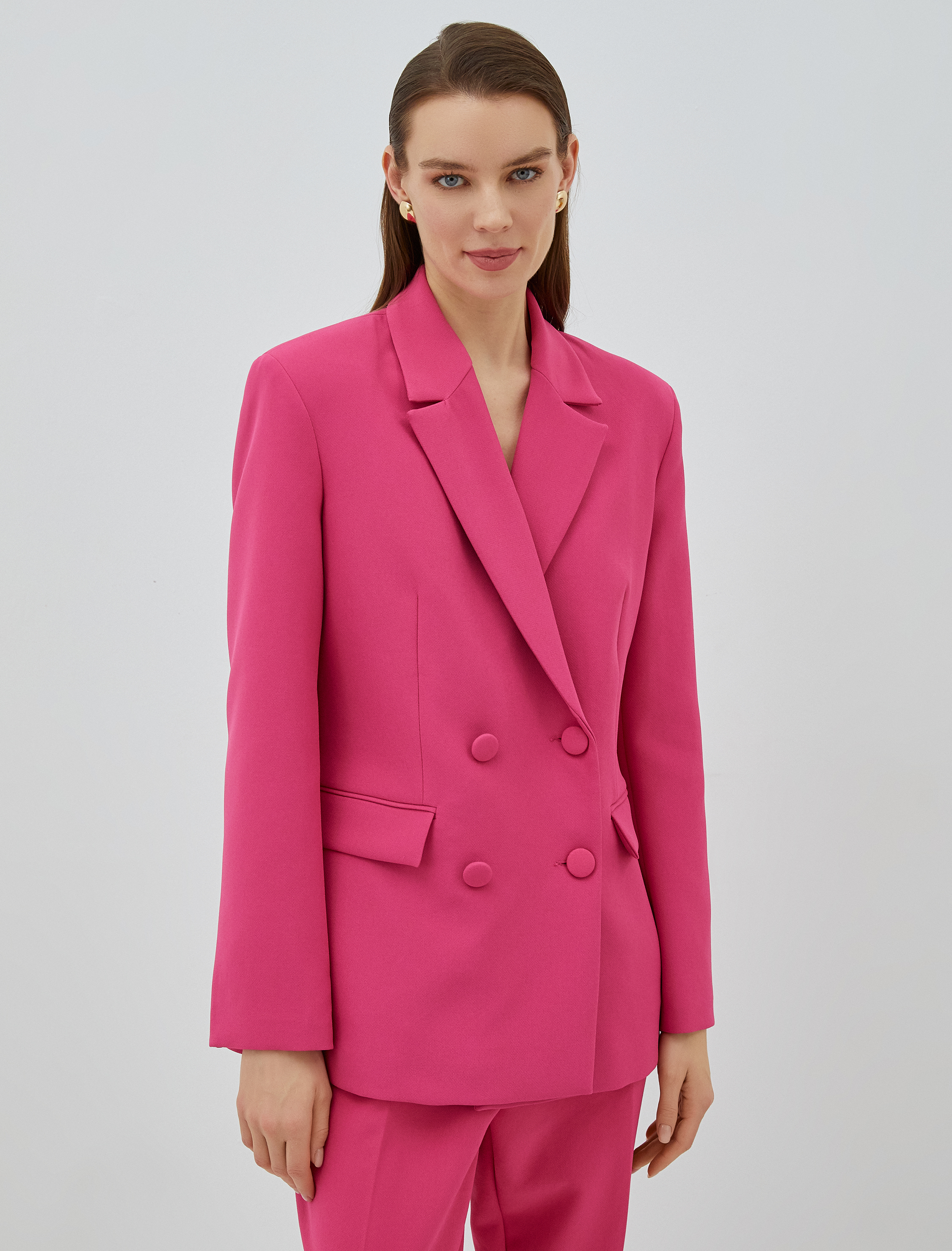   Kruvaze Blazer Ceket Kapaklı Cep Detaylı