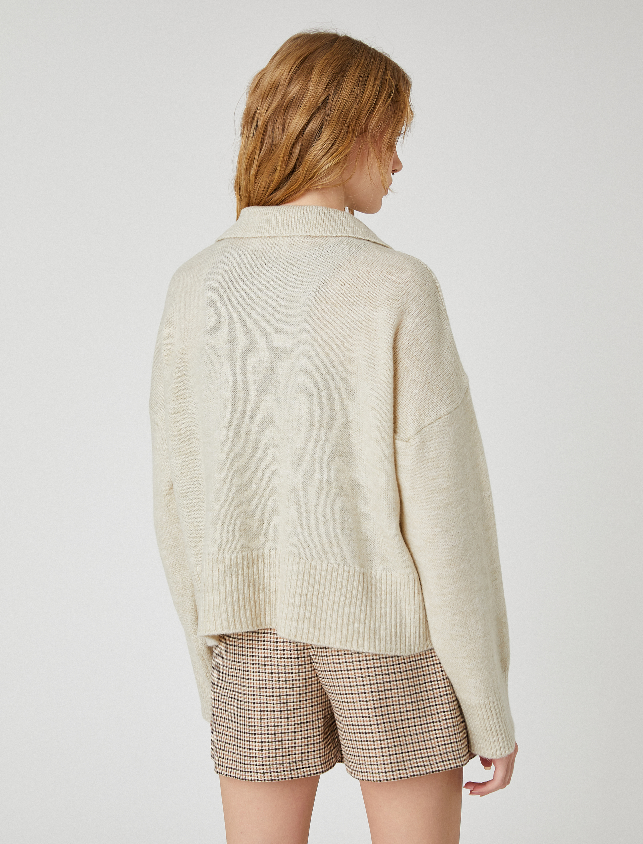   Polo Yaka Triko Kazak Uzun Kollu