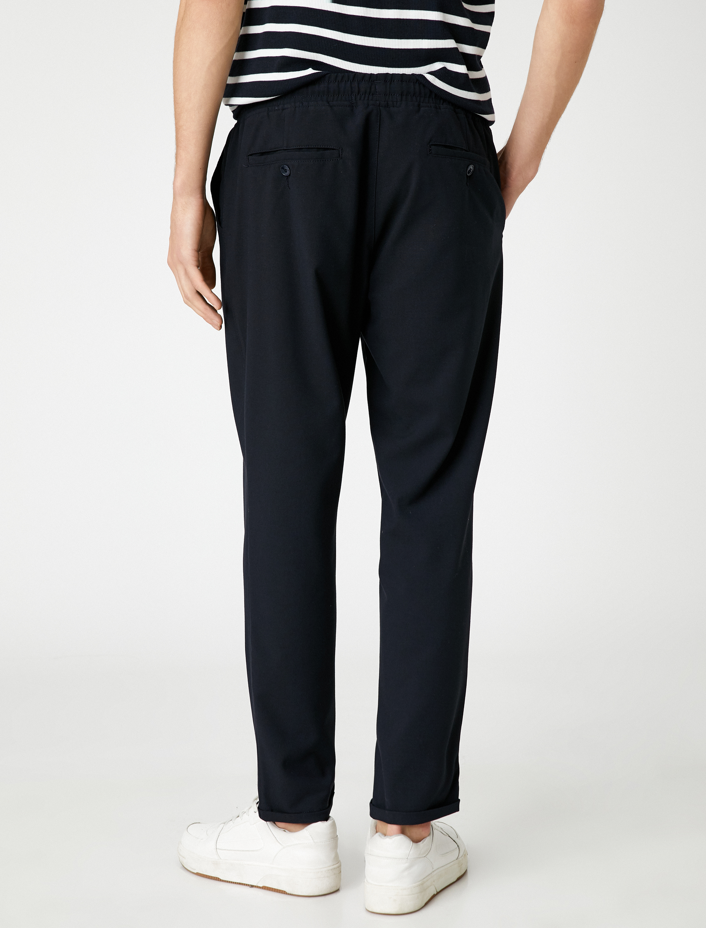   Basic Dokuma Pantolon Beli Bağcıklı Cep Detaylı