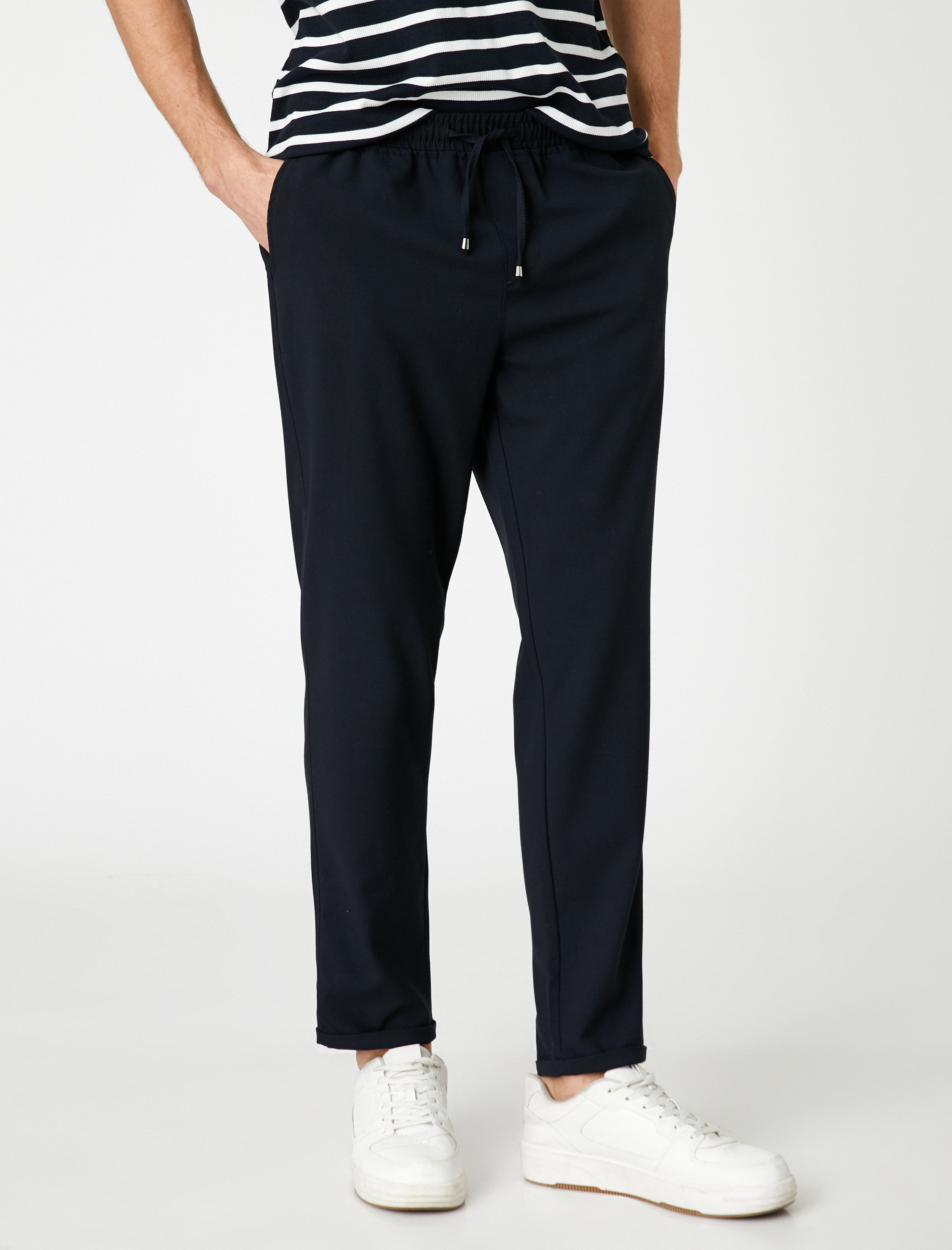   Basic Dokuma Pantolon Beli Bağcıklı Cep Detaylı