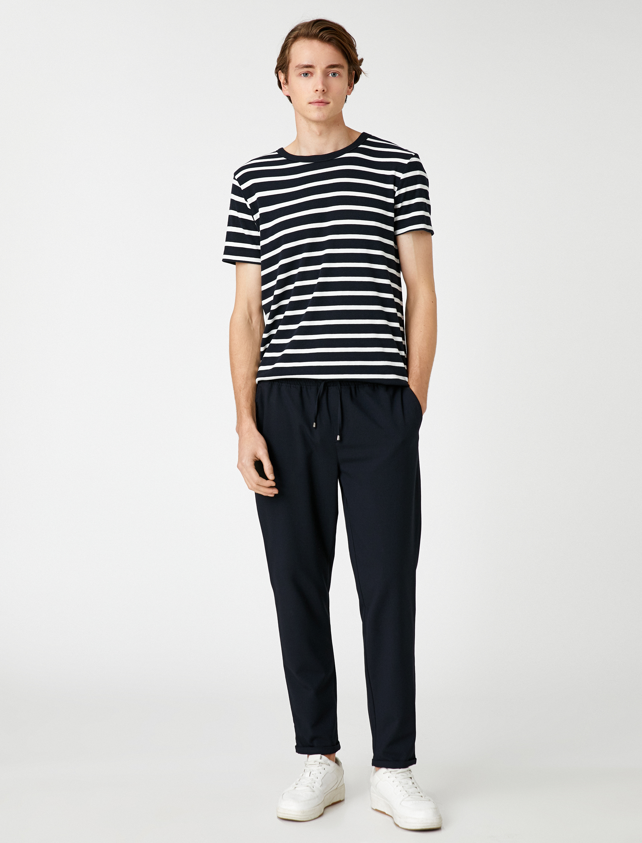   Basic Dokuma Pantolon Beli Bağcıklı Cep Detaylı