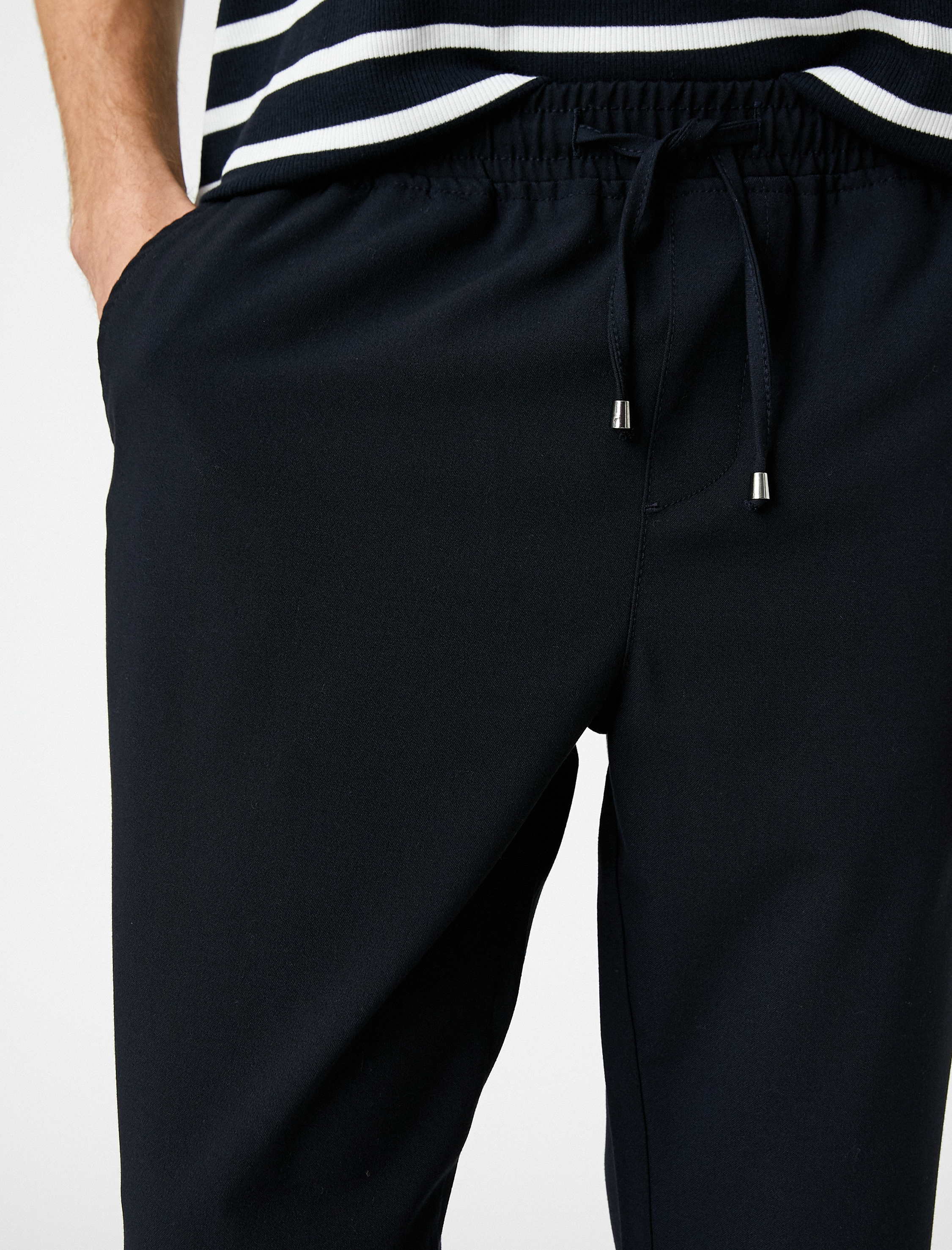   Basic Dokuma Pantolon Beli Bağcıklı Cep Detaylı