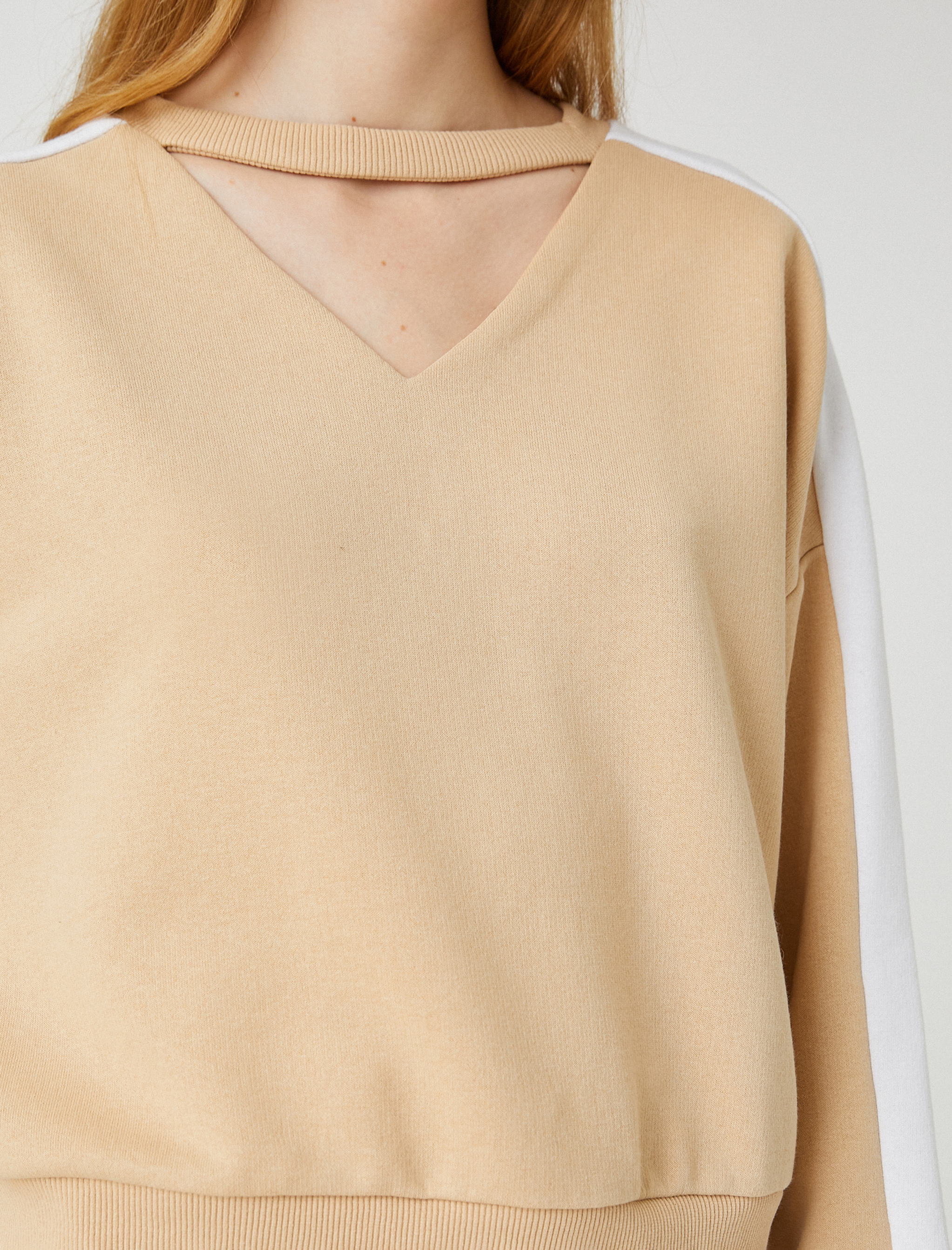   Bisiklet Yaka Sweatshirt Rahat Kesim Uzun Kollu Ribanalı