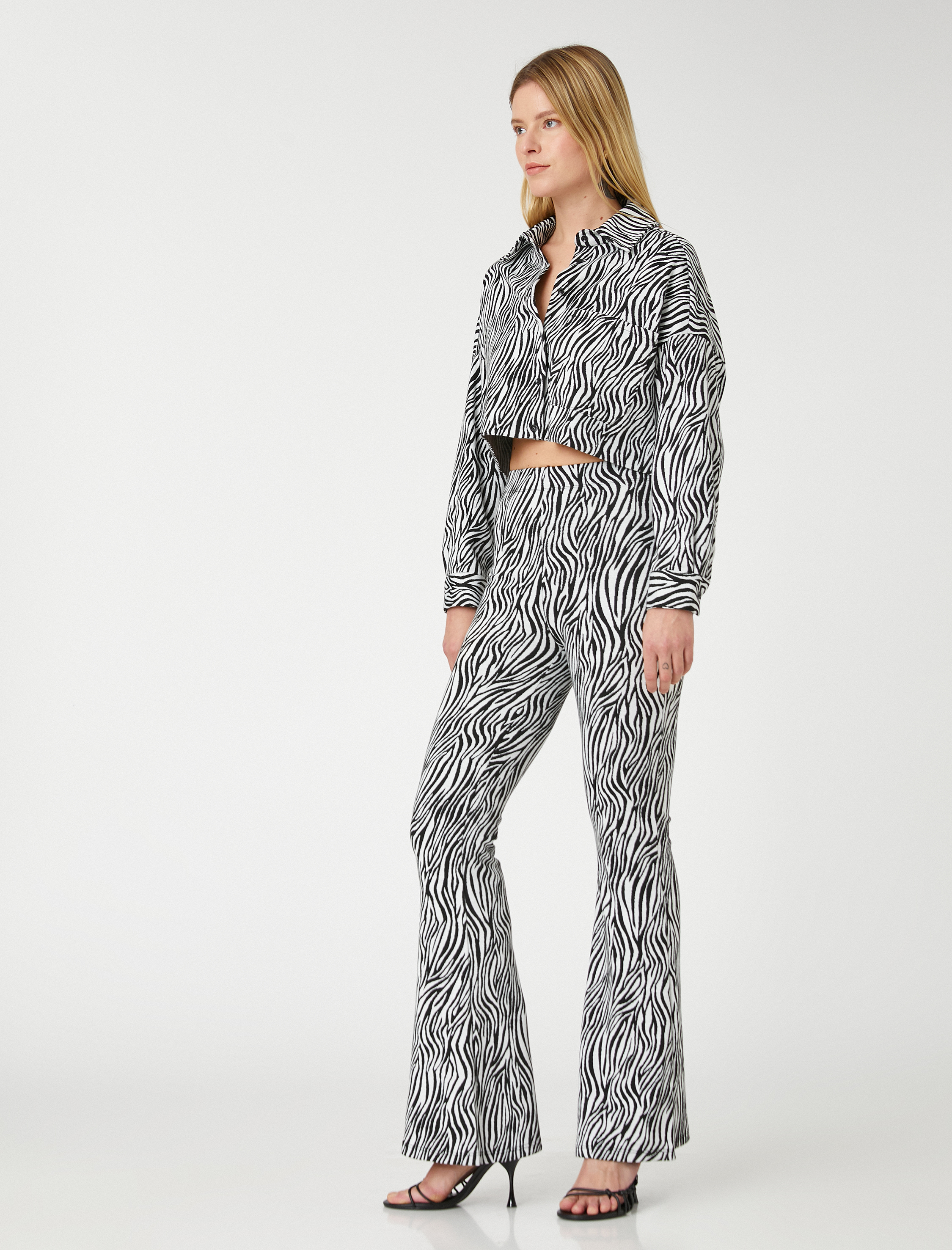   Zebra Desenli İspanyol Paça Tayt