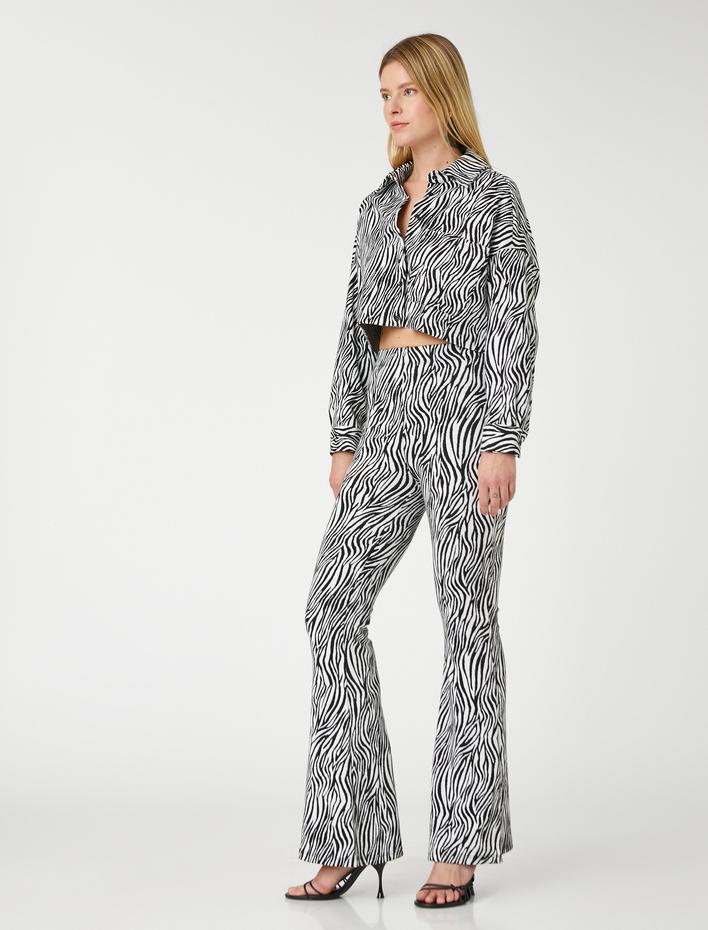  Zebra Desenli İspanyol Paça Tayt