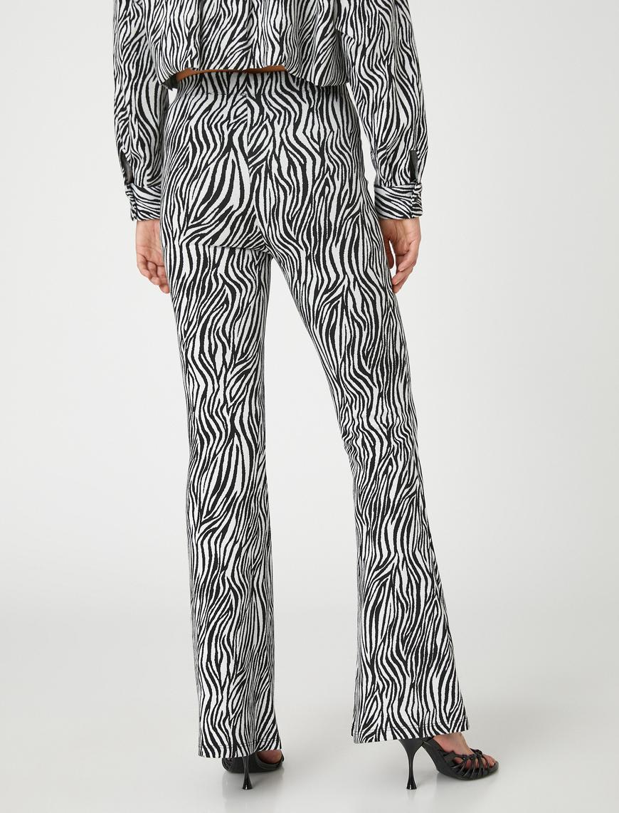   Zebra Desenli İspanyol Paça Tayt