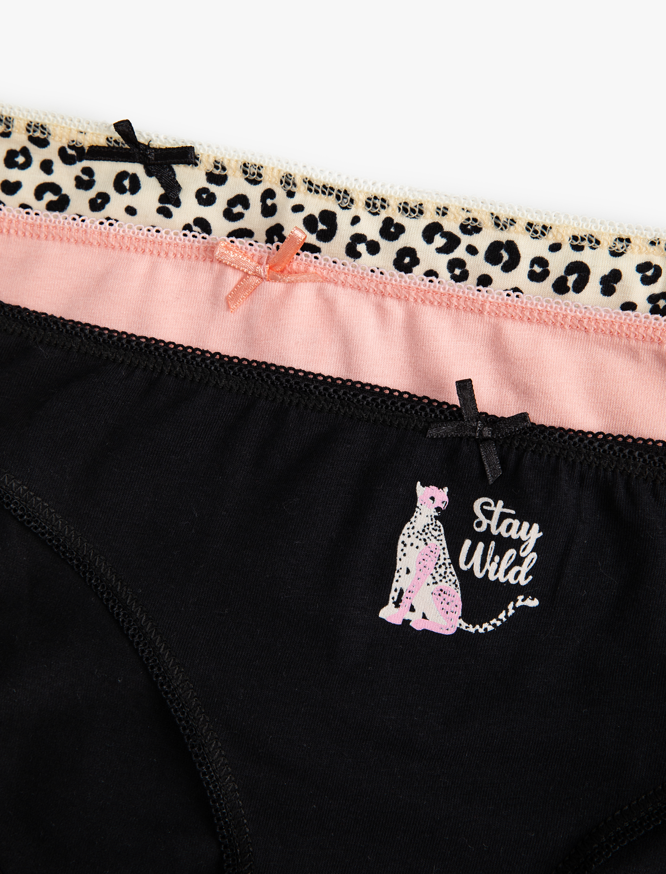   Pamuklu Brief Külot 3'lü Farklı Desenlerde Fiyonk Detaylı