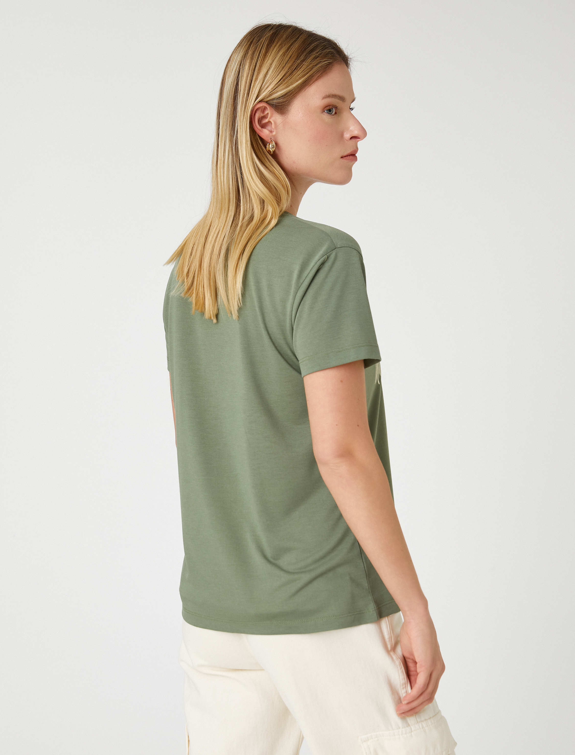   Parlak Baskılı Tişört Kısa Kollu Bisiklet Yaka