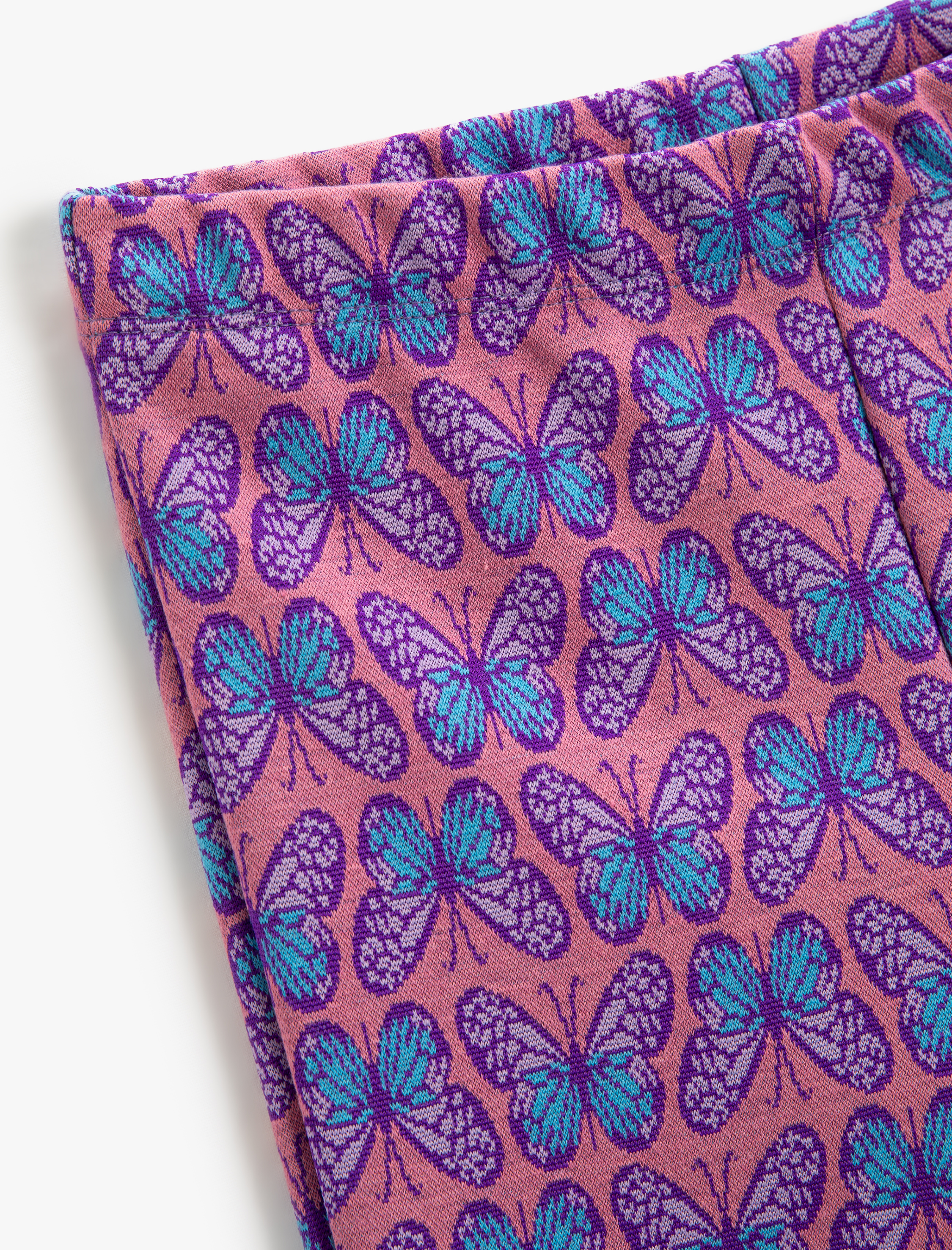  Kız Çocuk Kelebek Desenli İspanyol Paça Tayt Pantolon Beli Lastikli