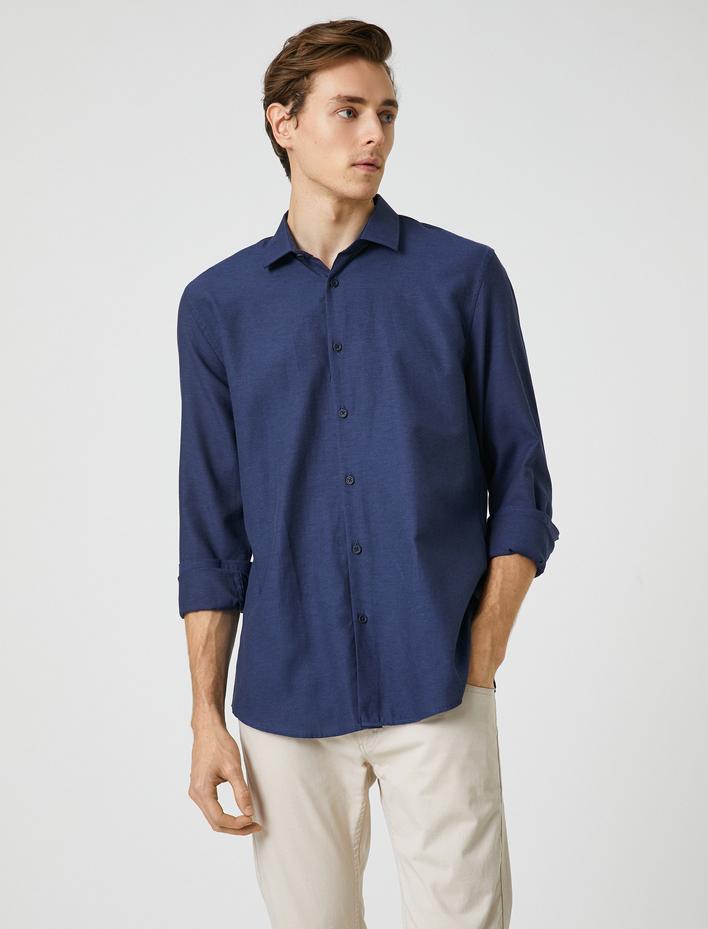  Spor Gömlek Slim Fit Klasik Yaka Uzun Kollu Non Iron