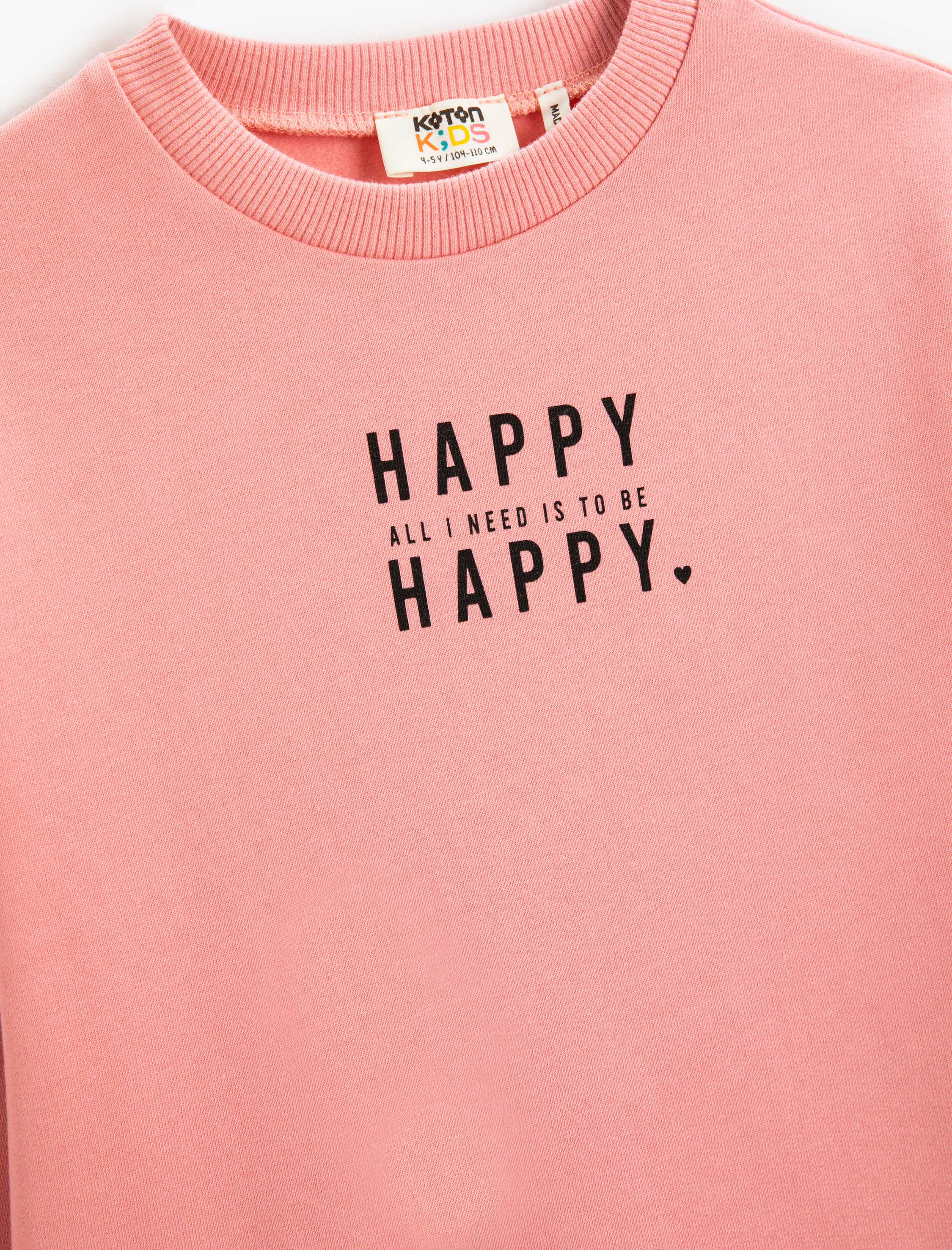  Kız Çocuk Sweat Baskılı Slogan Temalı Uzun Kollu Bisiklet Yaka