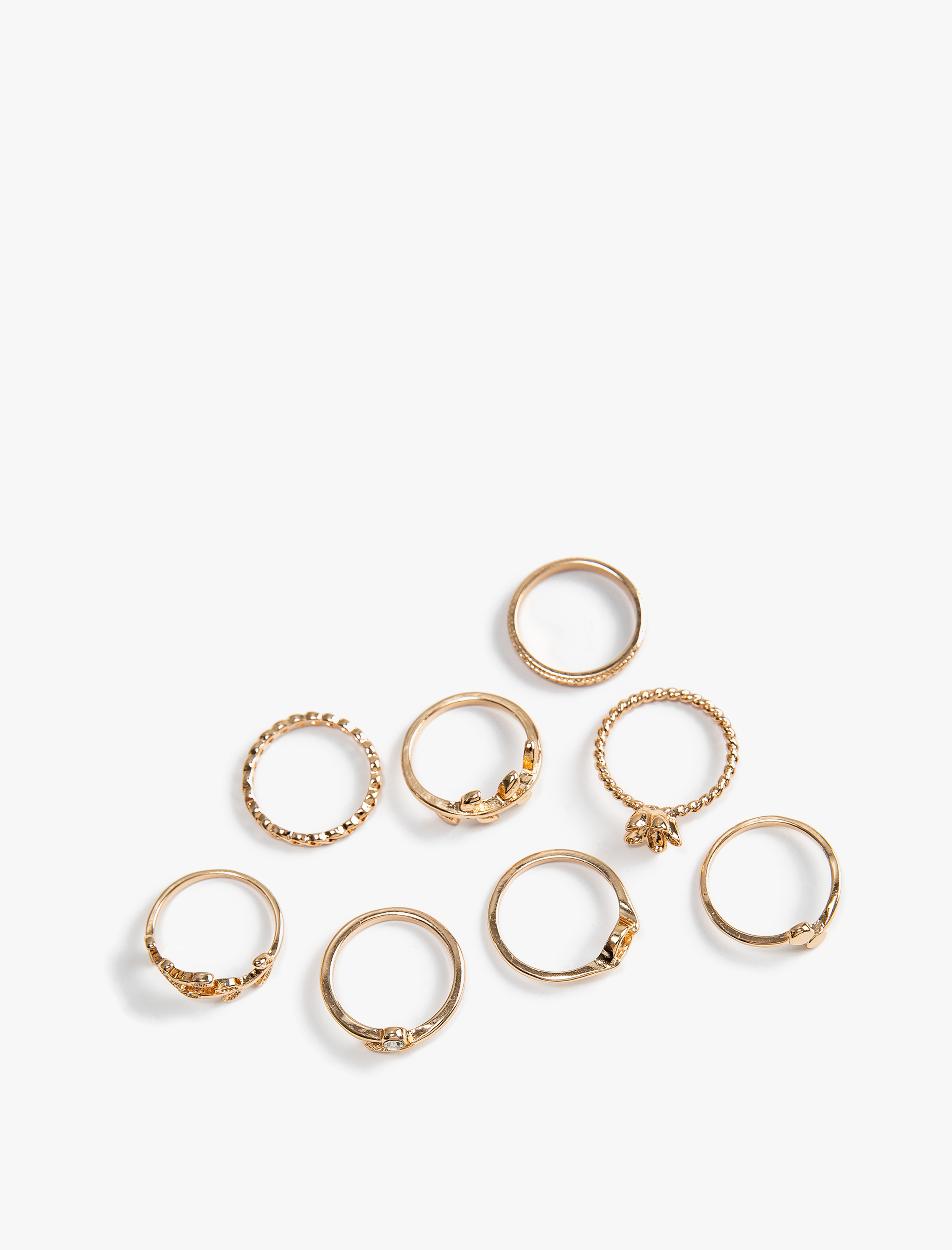  Kadın 7'li Yüzük Seti Burgu Fiyonk Detaylı