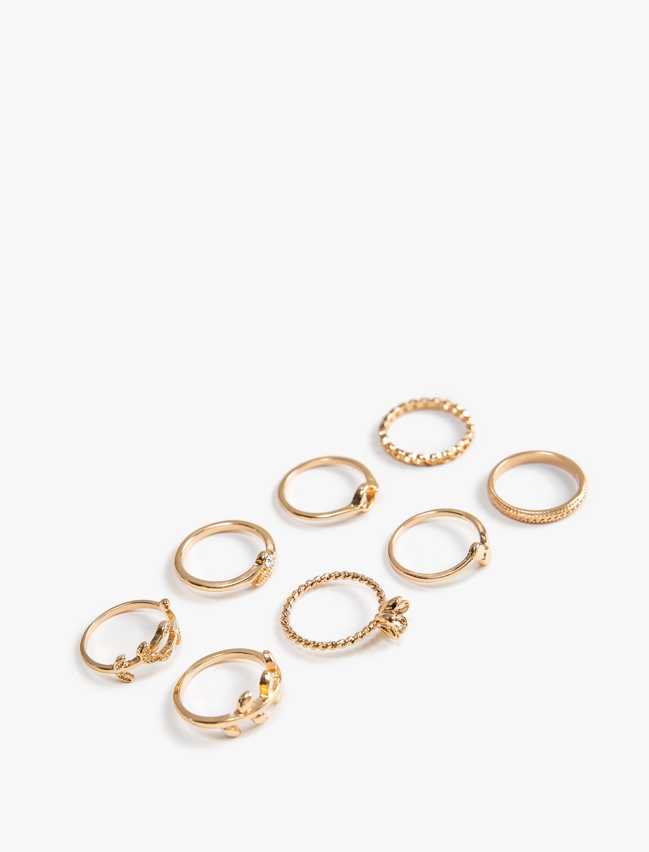  Kadın 7'li Yüzük Seti Burgu Fiyonk Detaylı