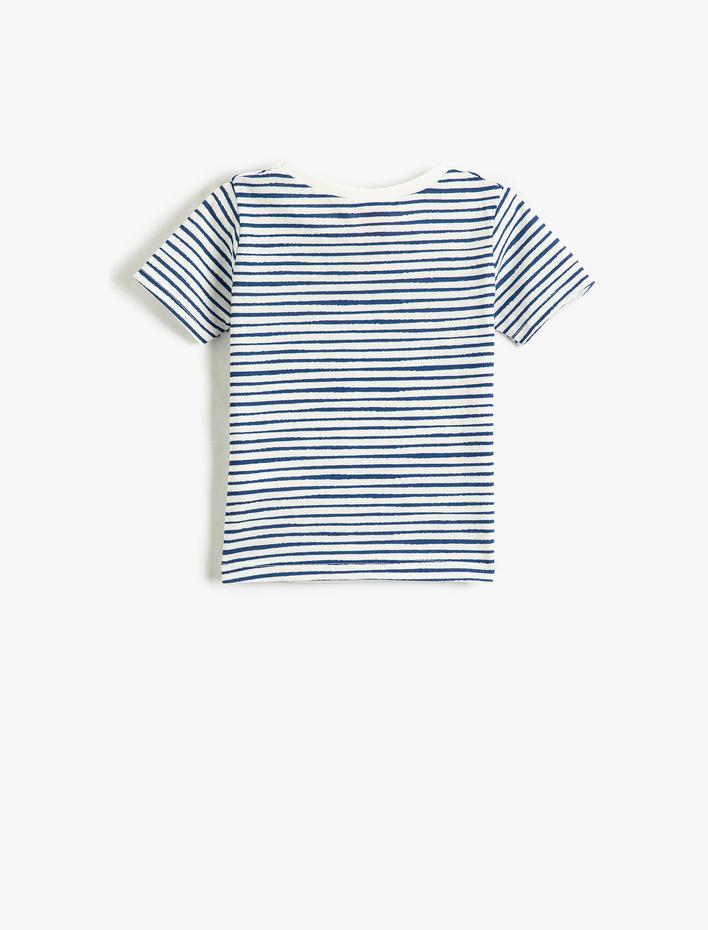 Erkek Bebek Çizgili Basic Tişört Kısa Kollu Bisiklet Yaka Pamuklu