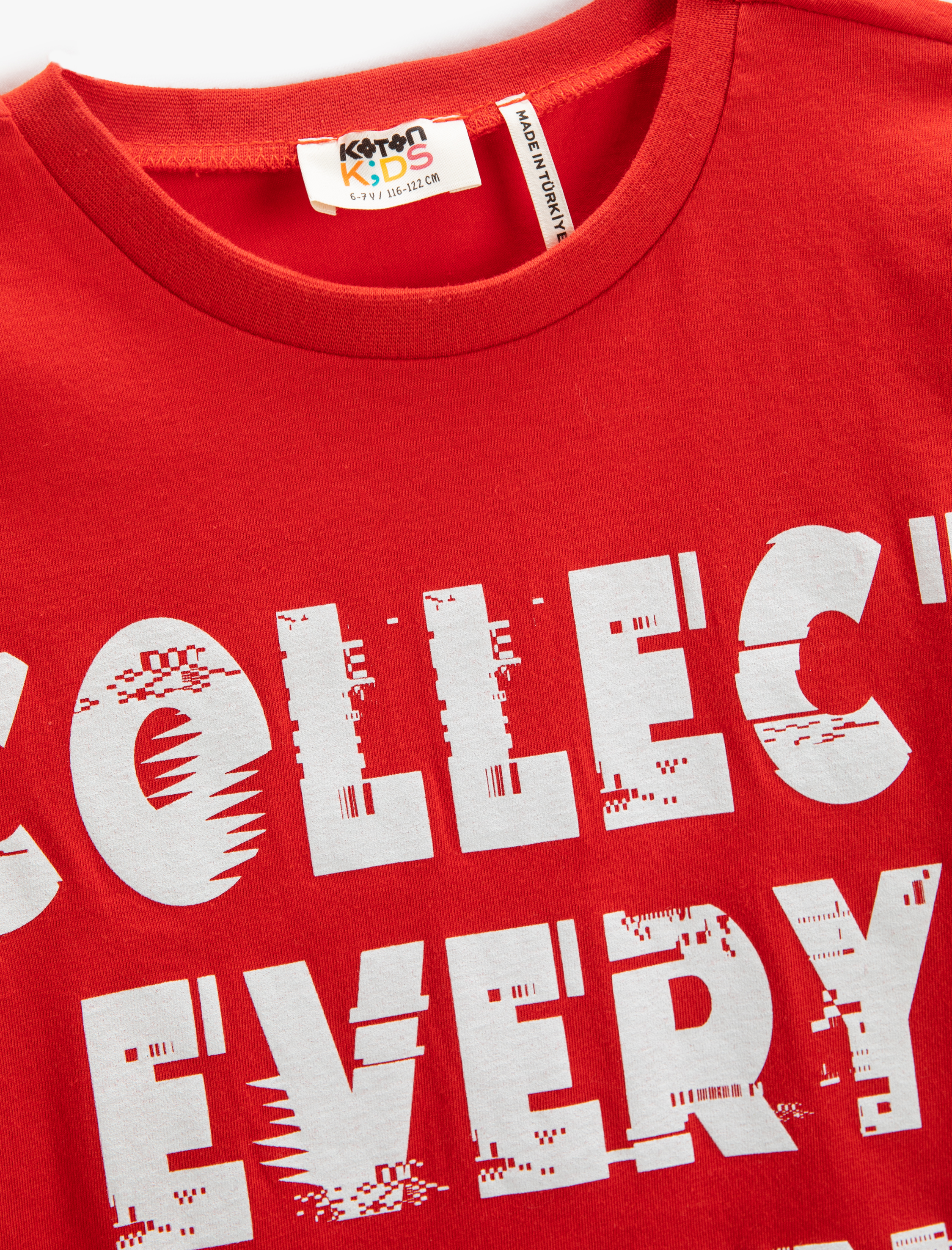  Erkek Çocuk Kısa Kollu Bisiklet Yaka Tişört Slogan Temalı Baskılı