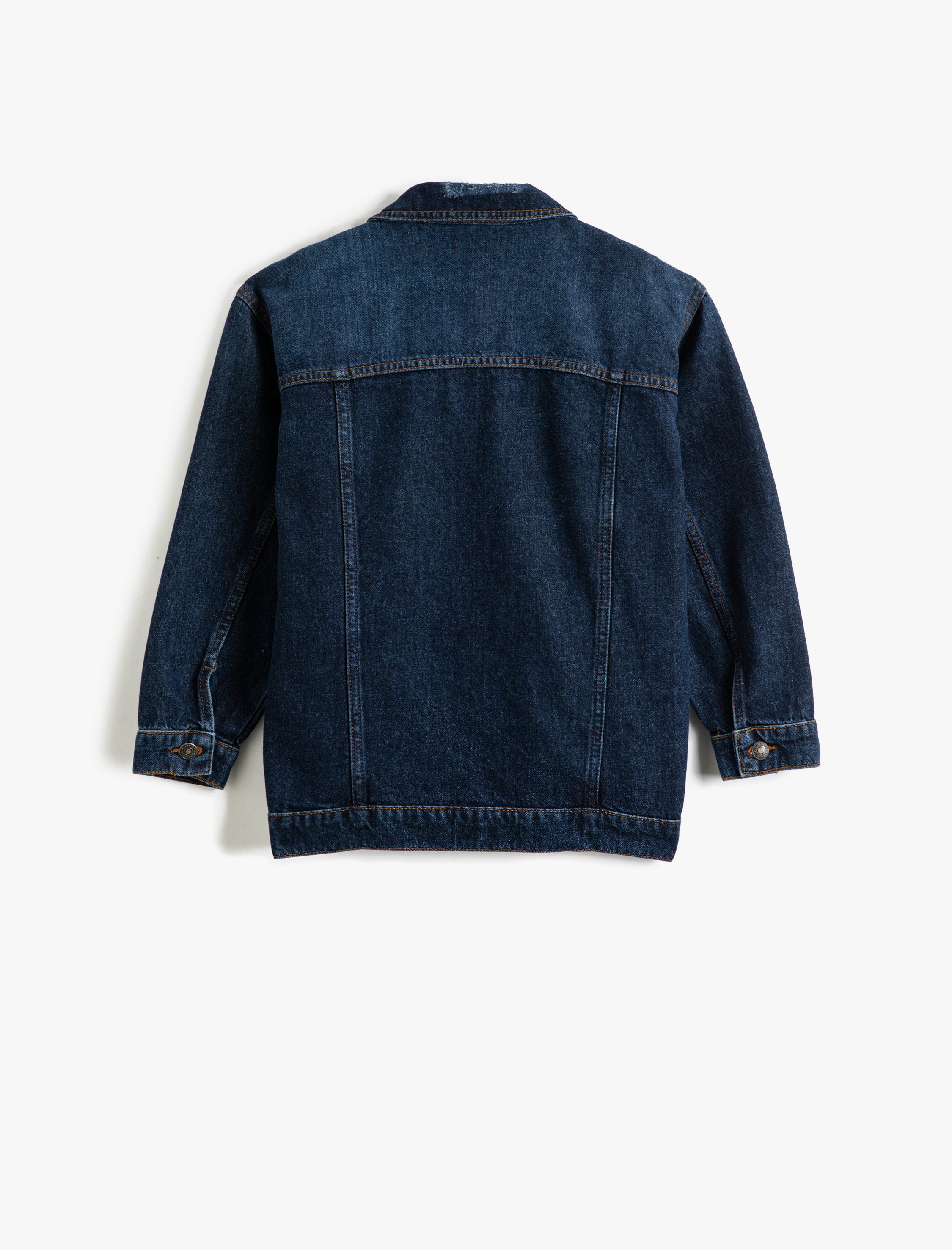  Erkek Çocuk Kot Ceket Kapaklı Cep Detaylı Manşetli Uzun Kollu Pamuklu