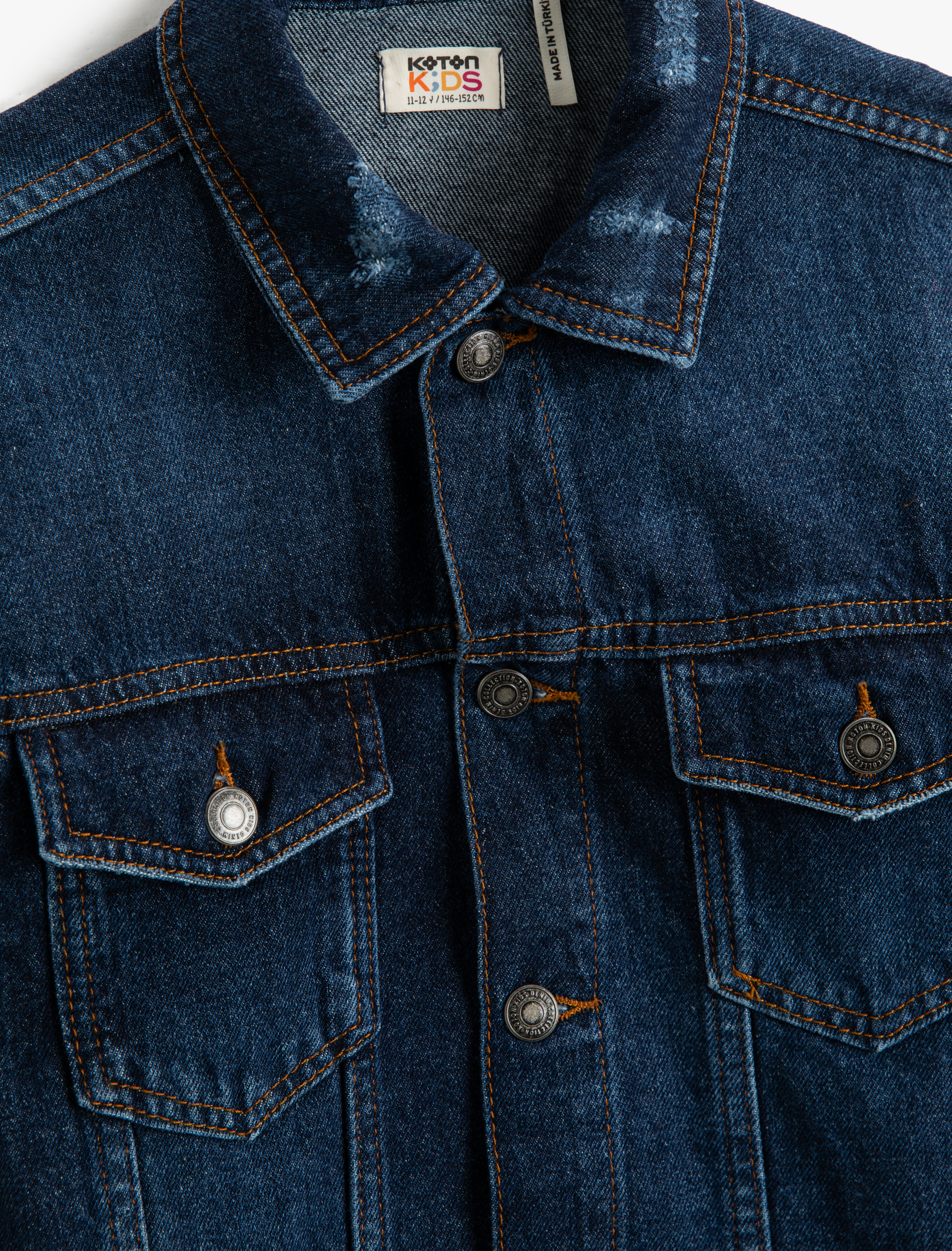  Erkek Çocuk Kot Ceket Kapaklı Cep Detaylı Manşetli Uzun Kollu Pamuklu