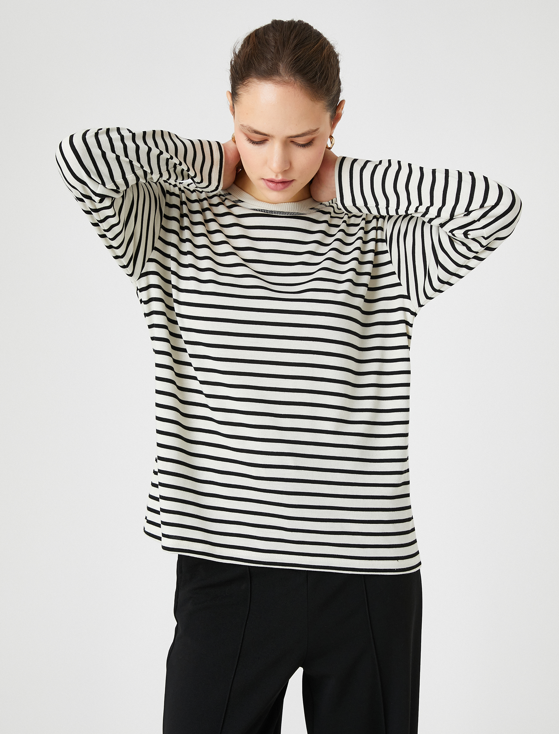   Basic Uzun Kollu Tişört Bisiklet Yaka