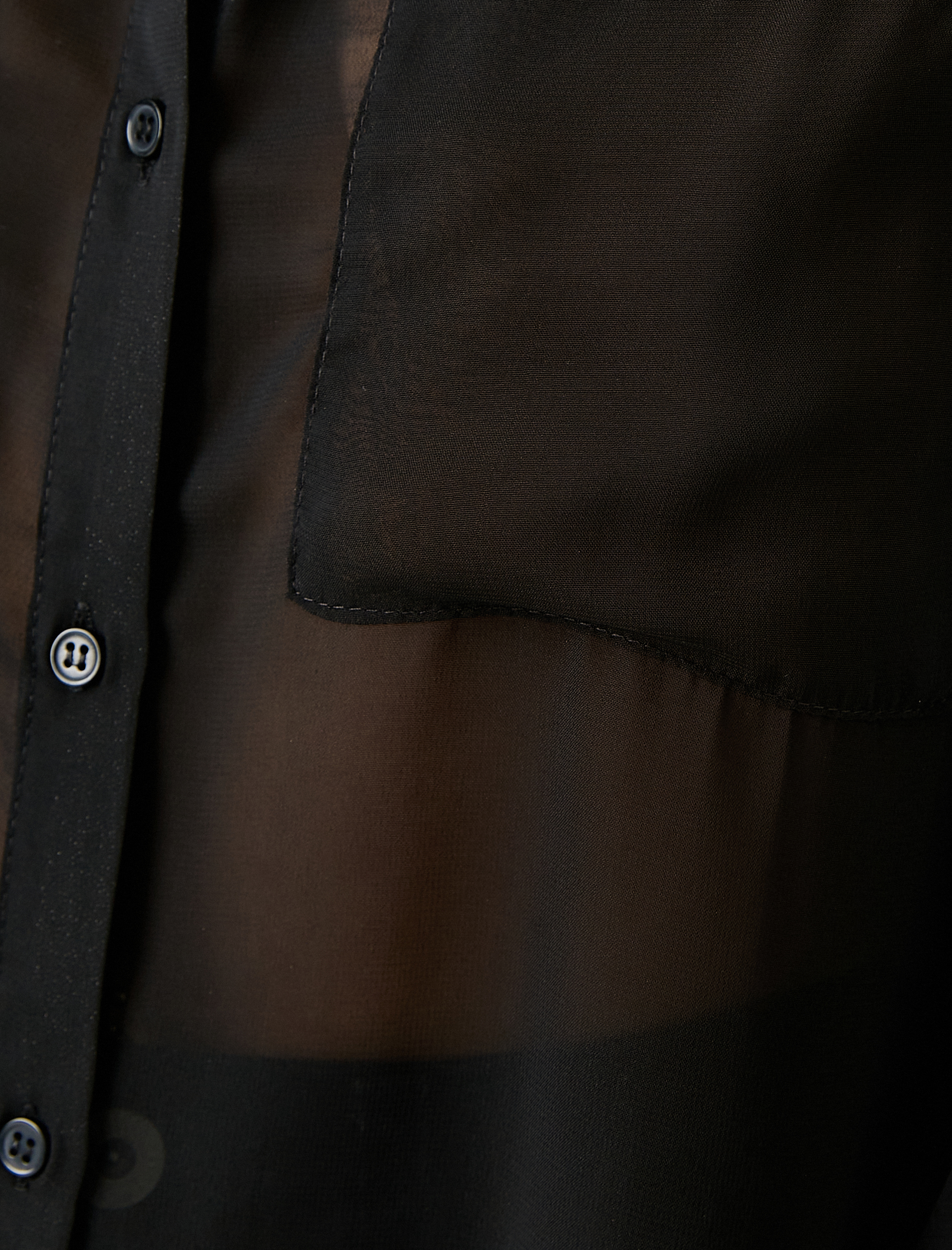   Transparan Gömlek Uzun Kollu Çift Cepli