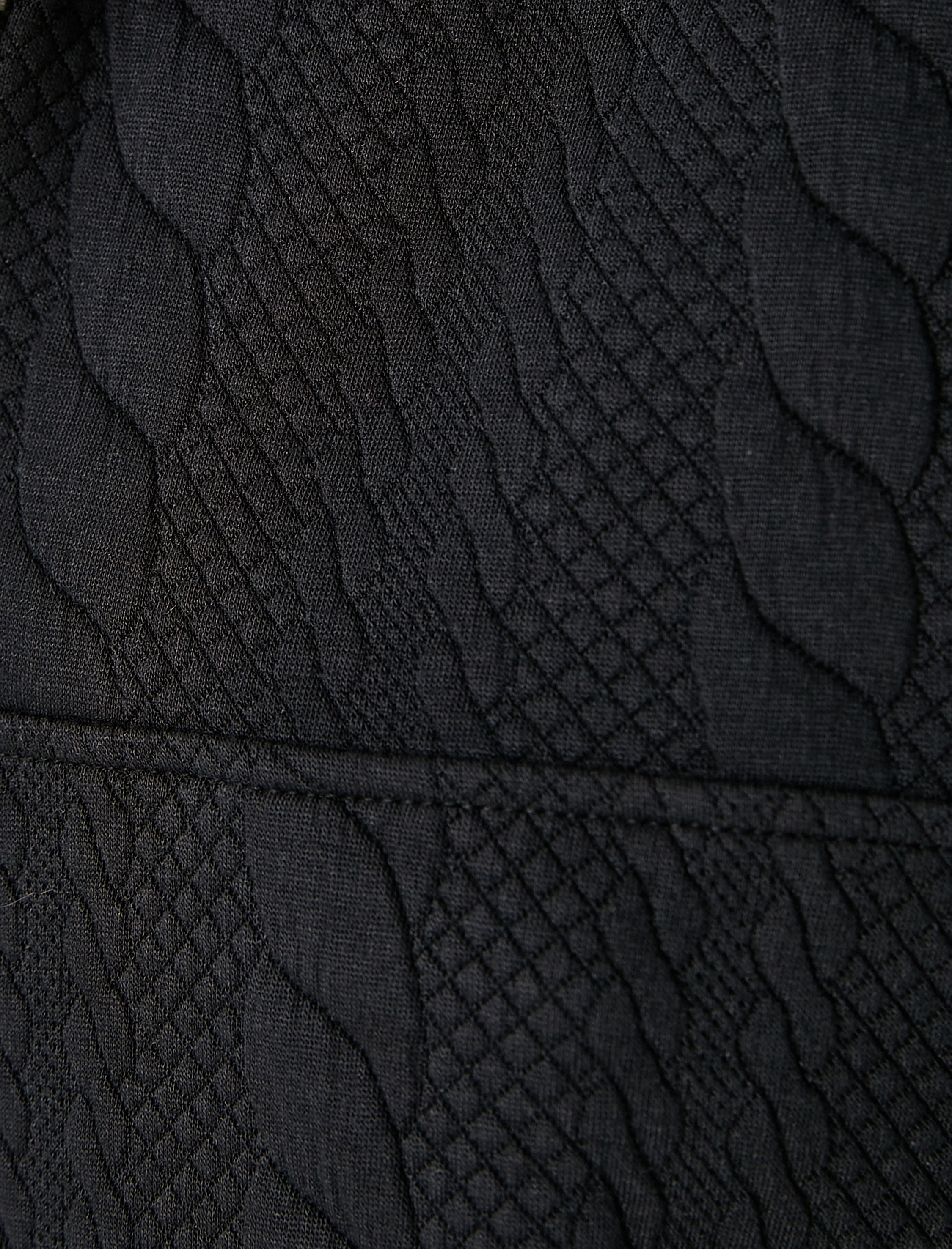   Dik Yaka Yarım Fermuarlı Sweatshirt Örgü Desenli