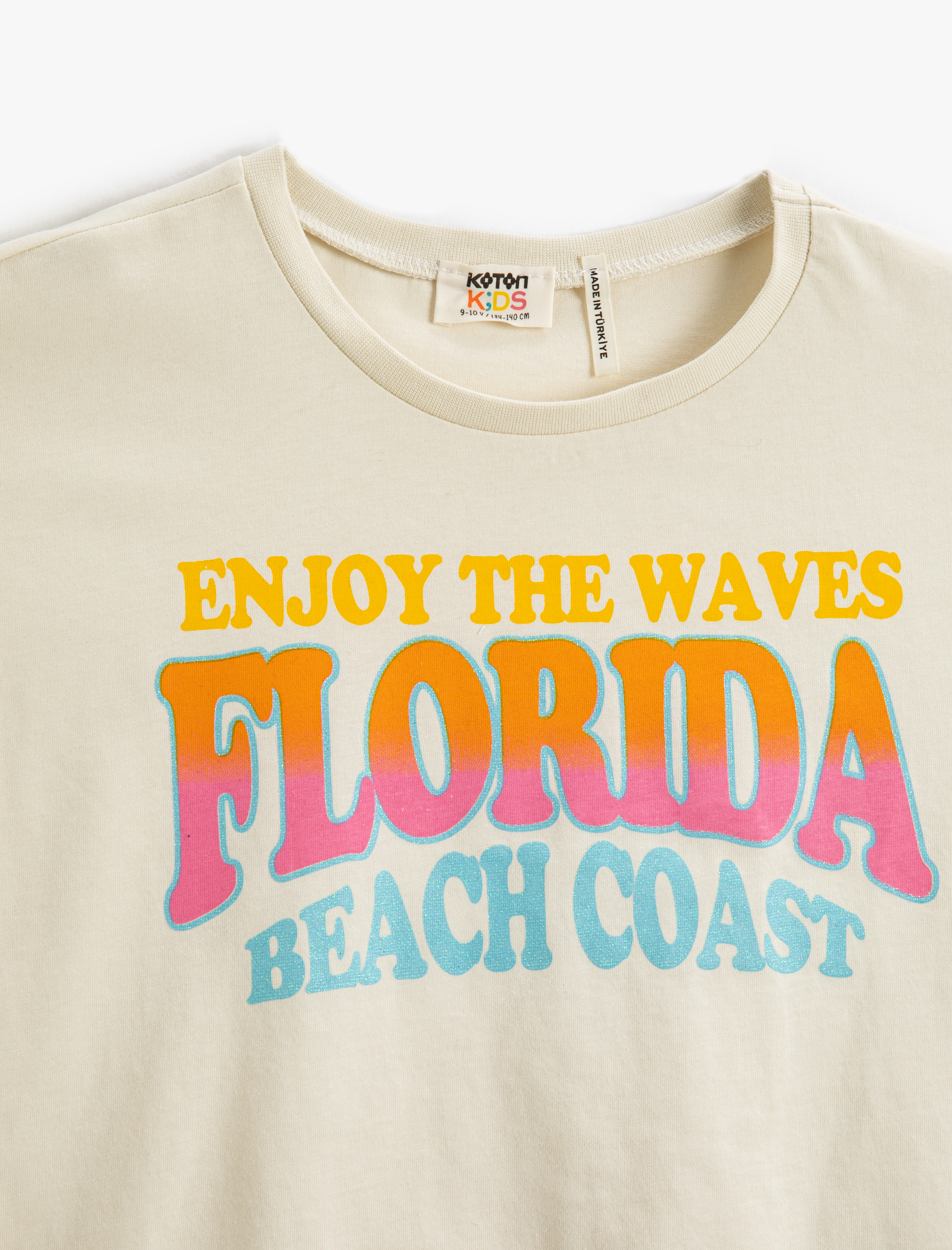  Kız Çocuk Tişört Crop Oversize Kısa Kollu Bisiklet Yaka Baskılı