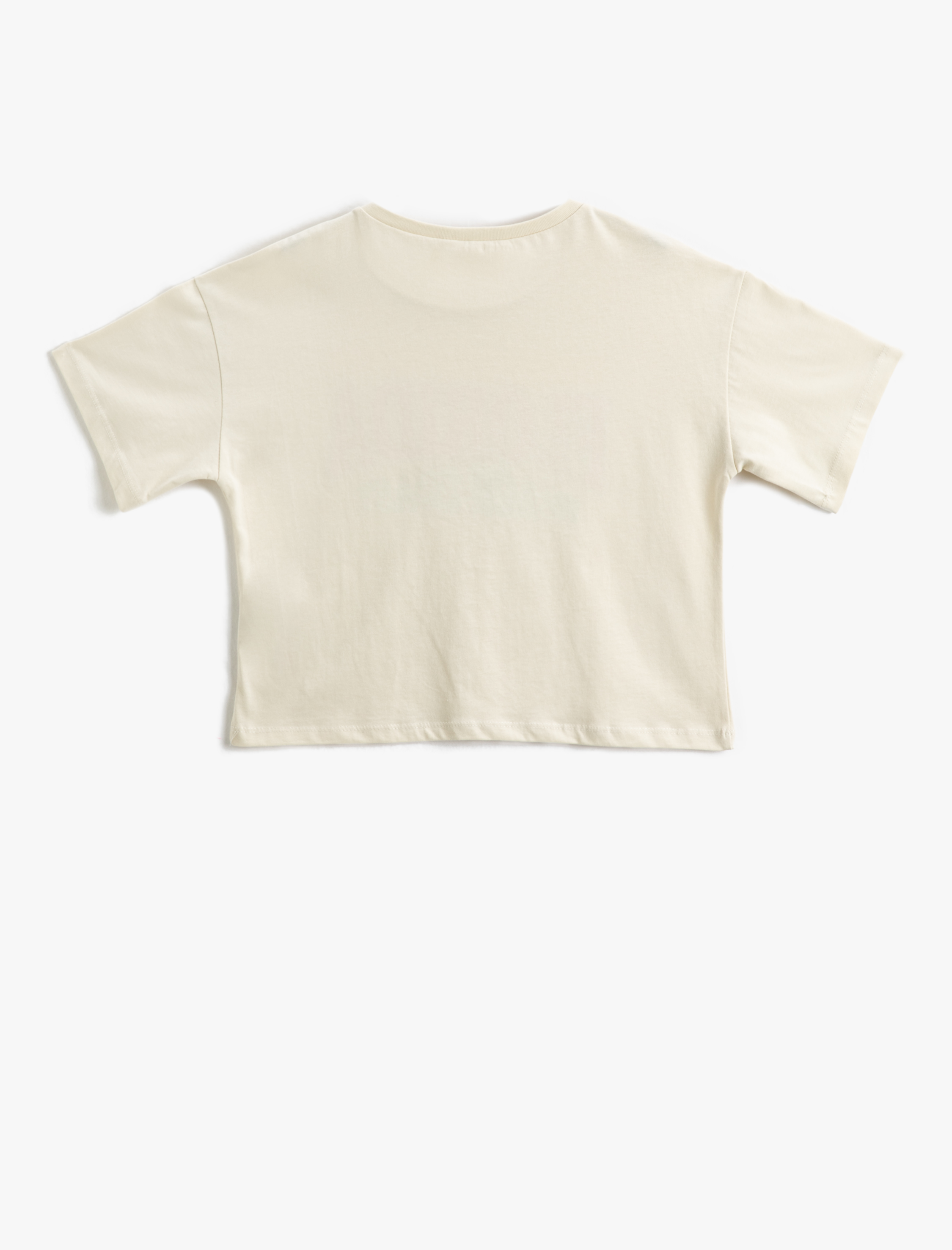  Kız Çocuk Tişört Crop Oversize Kısa Kollu Bisiklet Yaka Baskılı