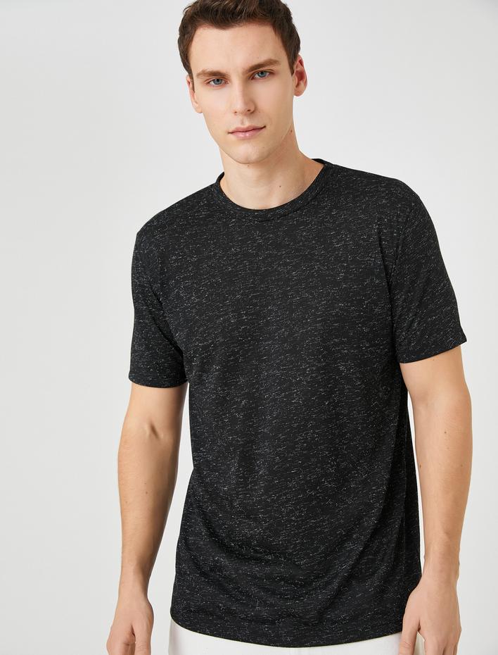  Basic Tişört Bisiklet Yaka Kısa Kollu Dar Kesim