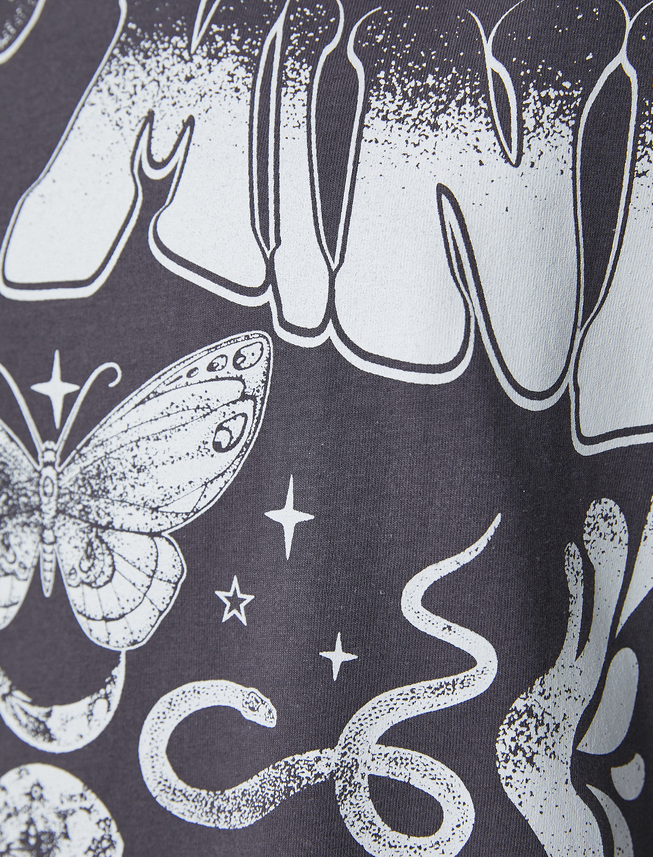   Baskılı Oversize Tişört Bisiklet Yaka Kısa Kollu