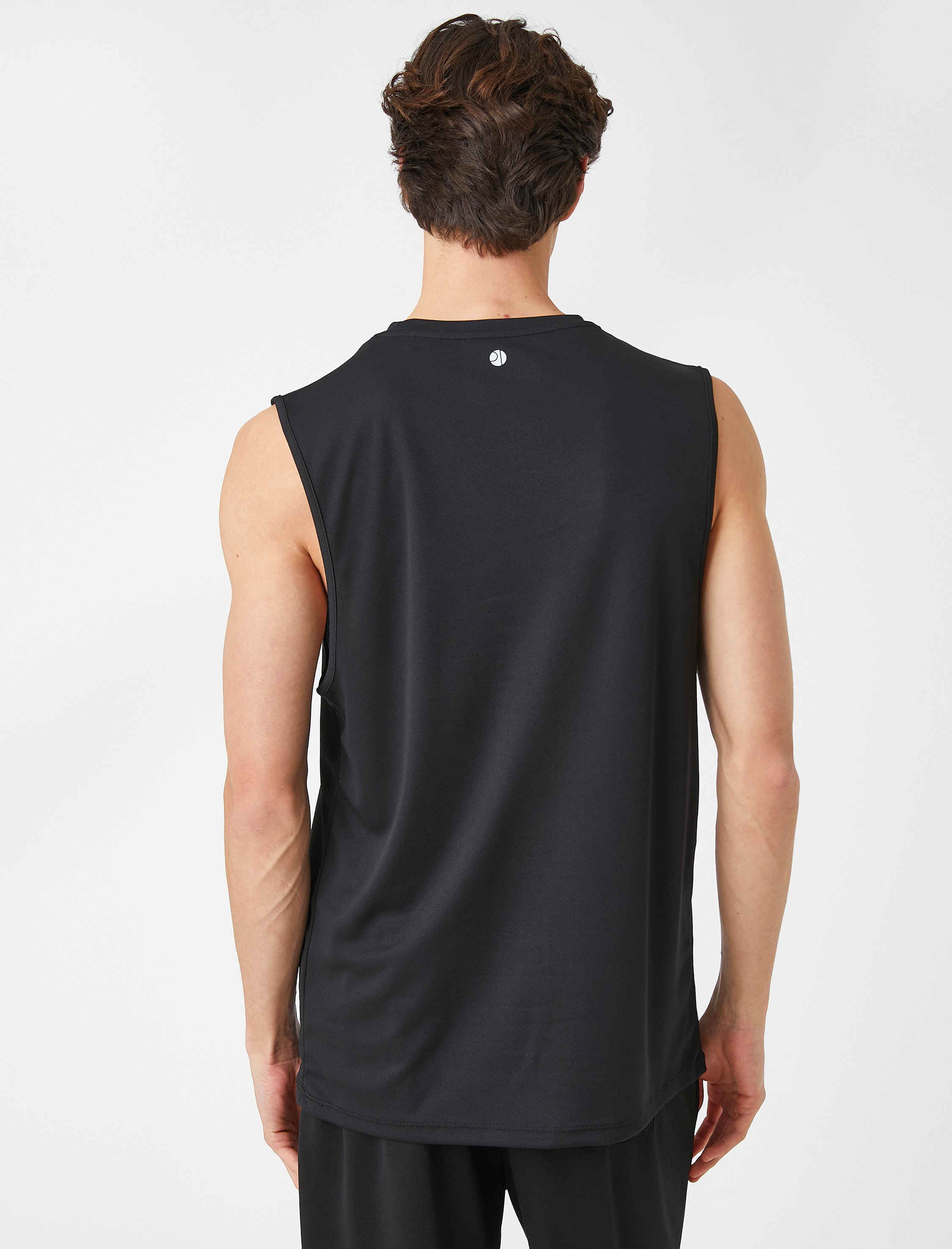   Sporcu Atleti Omuz Baskı Detaylı Kolsuz Bisiklet Yaka Nefes Alan Kumaş