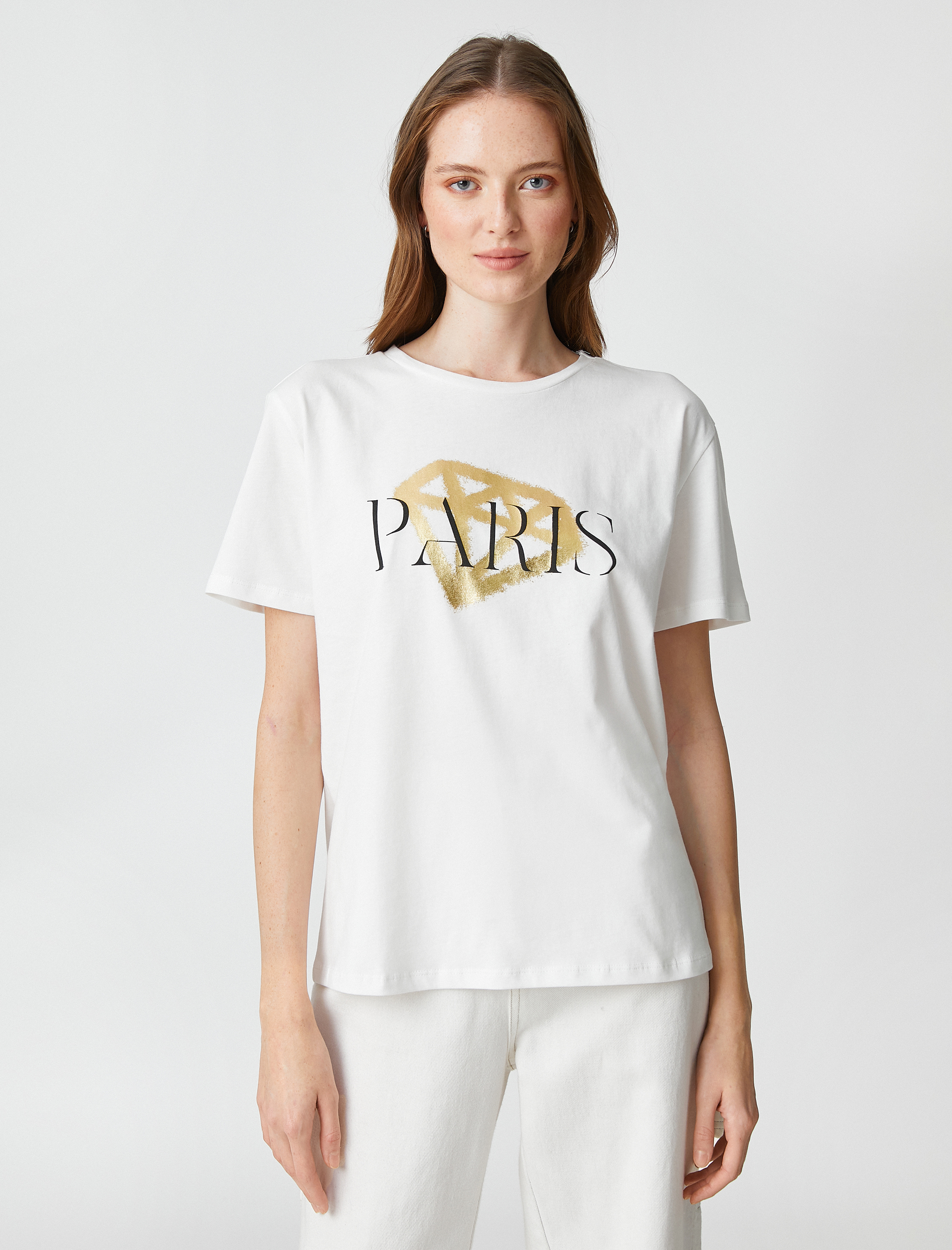   Baskılı Tişört Kısa Kollu Bisiklet Yaka