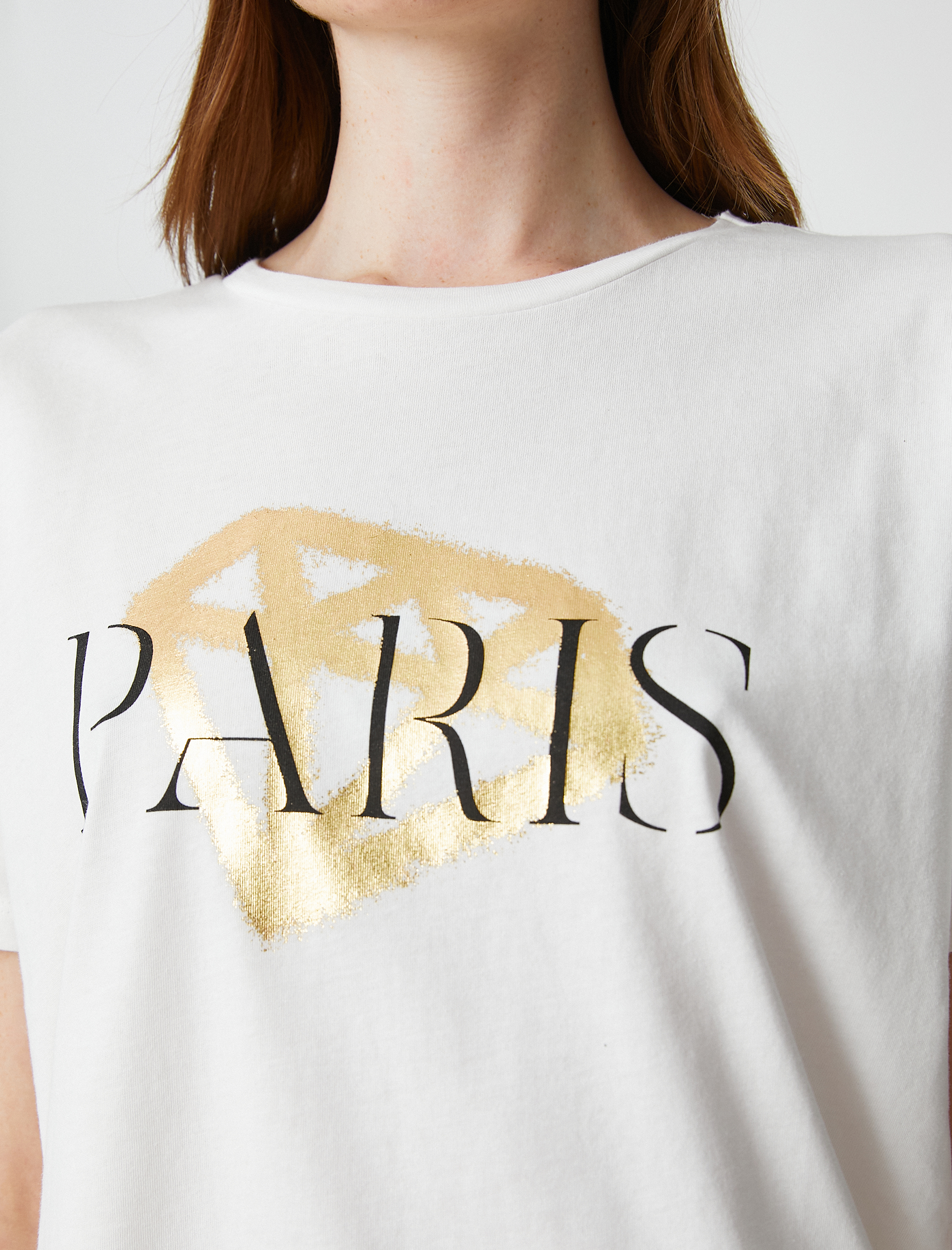   Baskılı Tişört Kısa Kollu Bisiklet Yaka