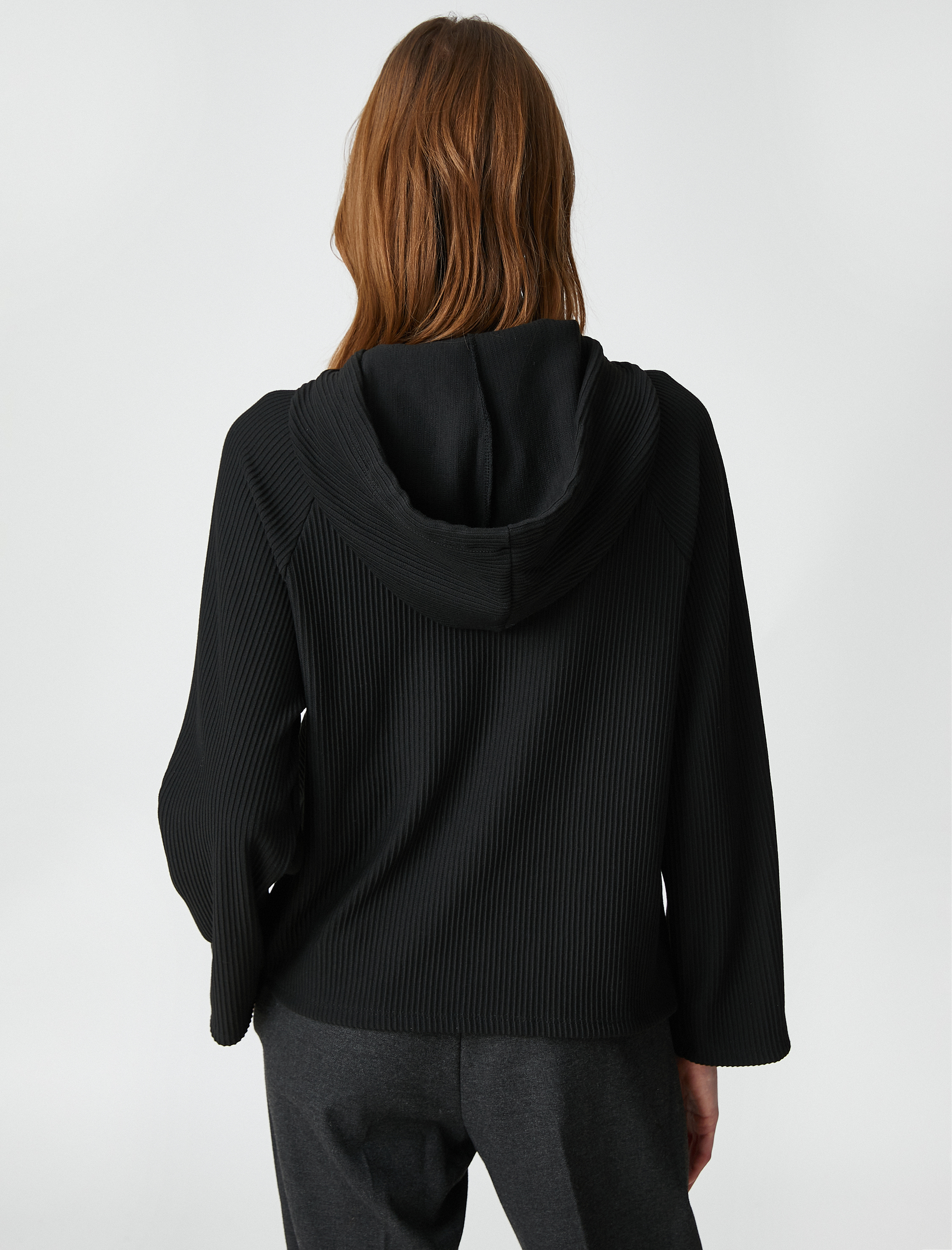   Kapüşonlu Sweatshirt Fitilli Kanguru Cepli