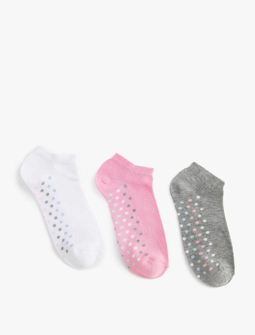  Kadın 3'lü Patik Çorap Seti Puantiyeli