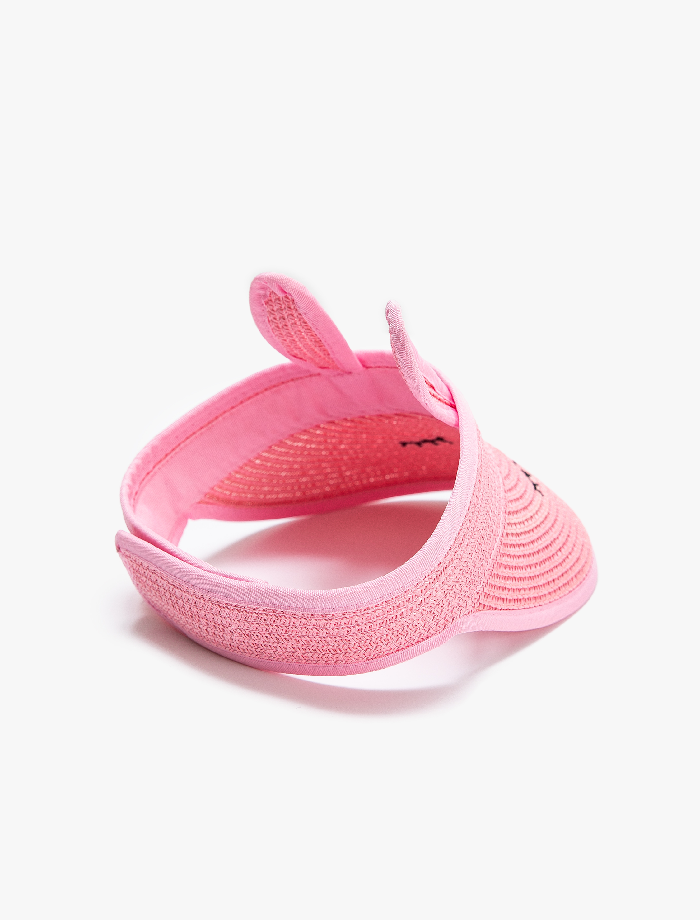  Kız Çocuk Hasır Vizör Şapka Kulak Aplike Detaylı