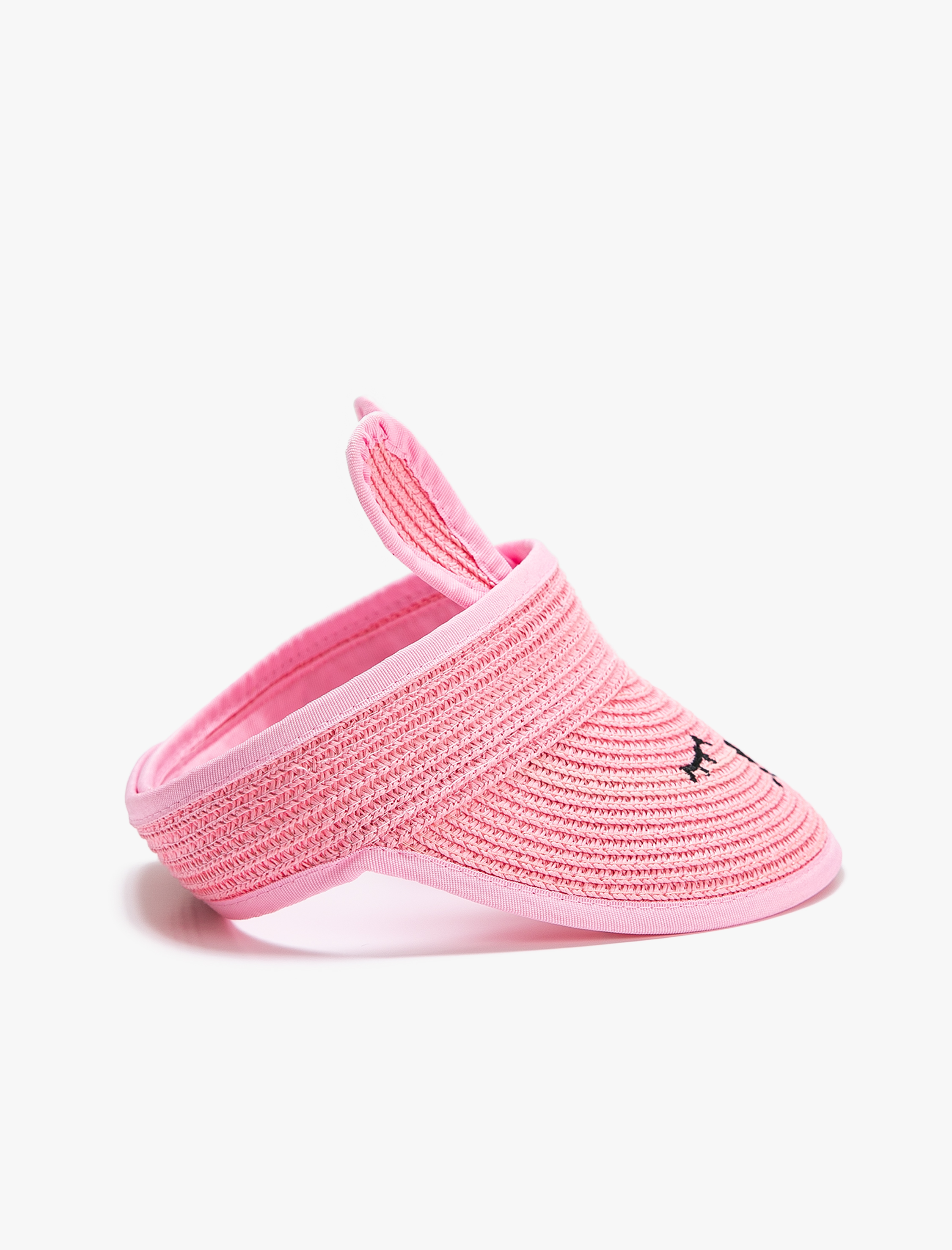  Kız Çocuk Hasır Vizör Şapka Kulak Aplike Detaylı