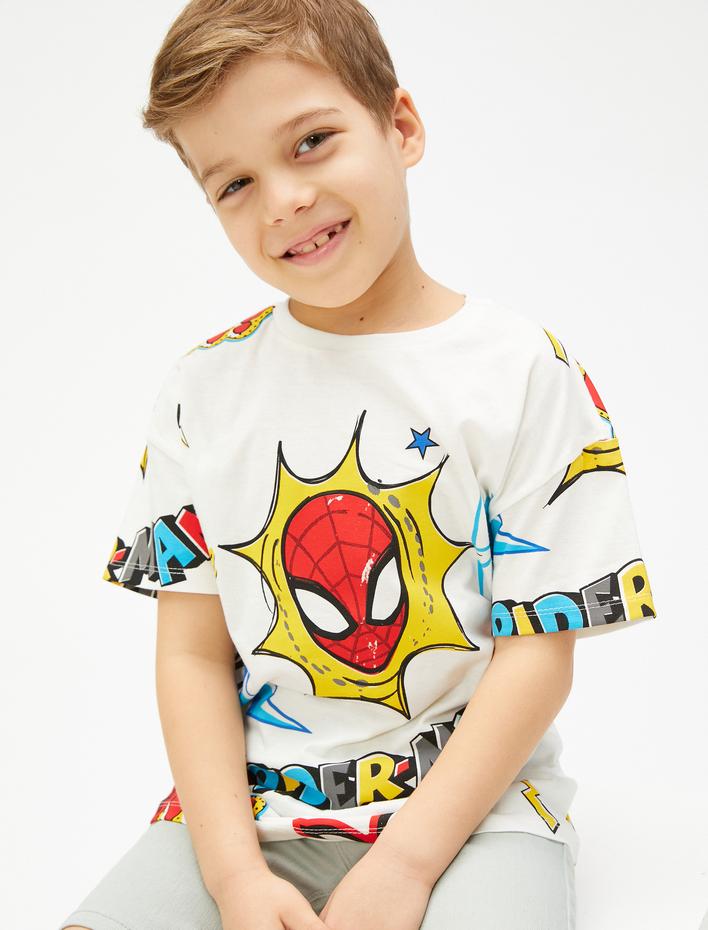 Erkek Çocuk Örümcek Adam Tişört Lisanslı Kısa Kollu Pamuklu
