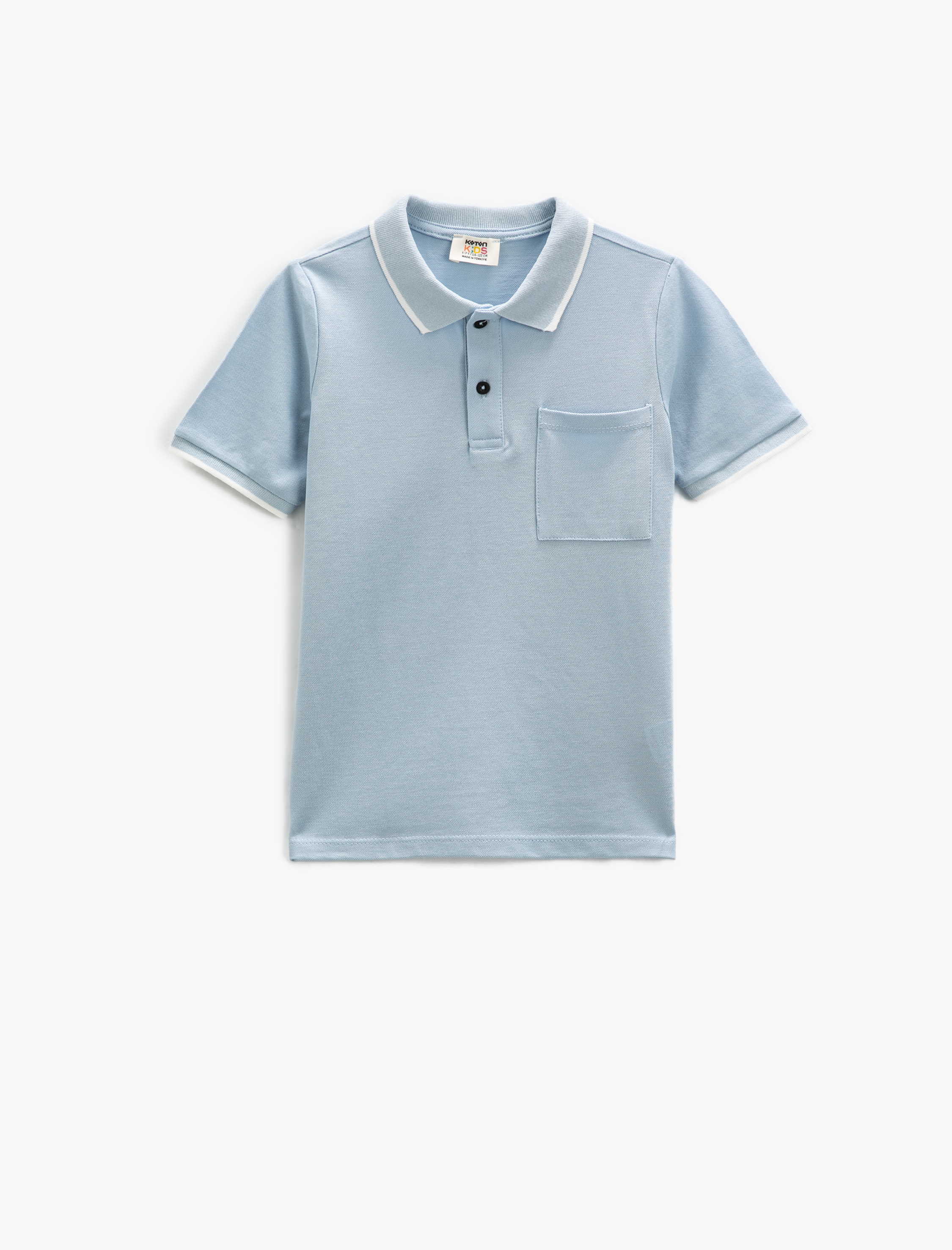  Erkek Çocuk Basic Polo Yaka Tişört Kısa Kollu Tek Cepli