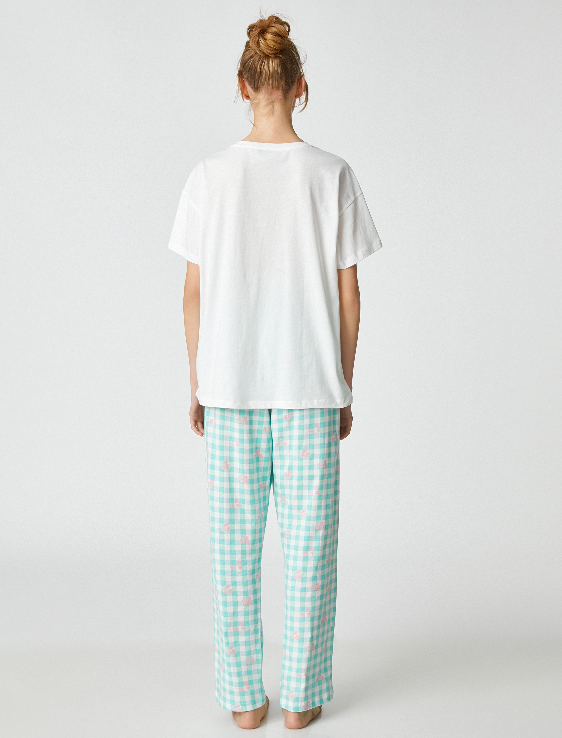   Pamuklu Pijama Takımı Desenli Kısa Kollu Rahat Kesim