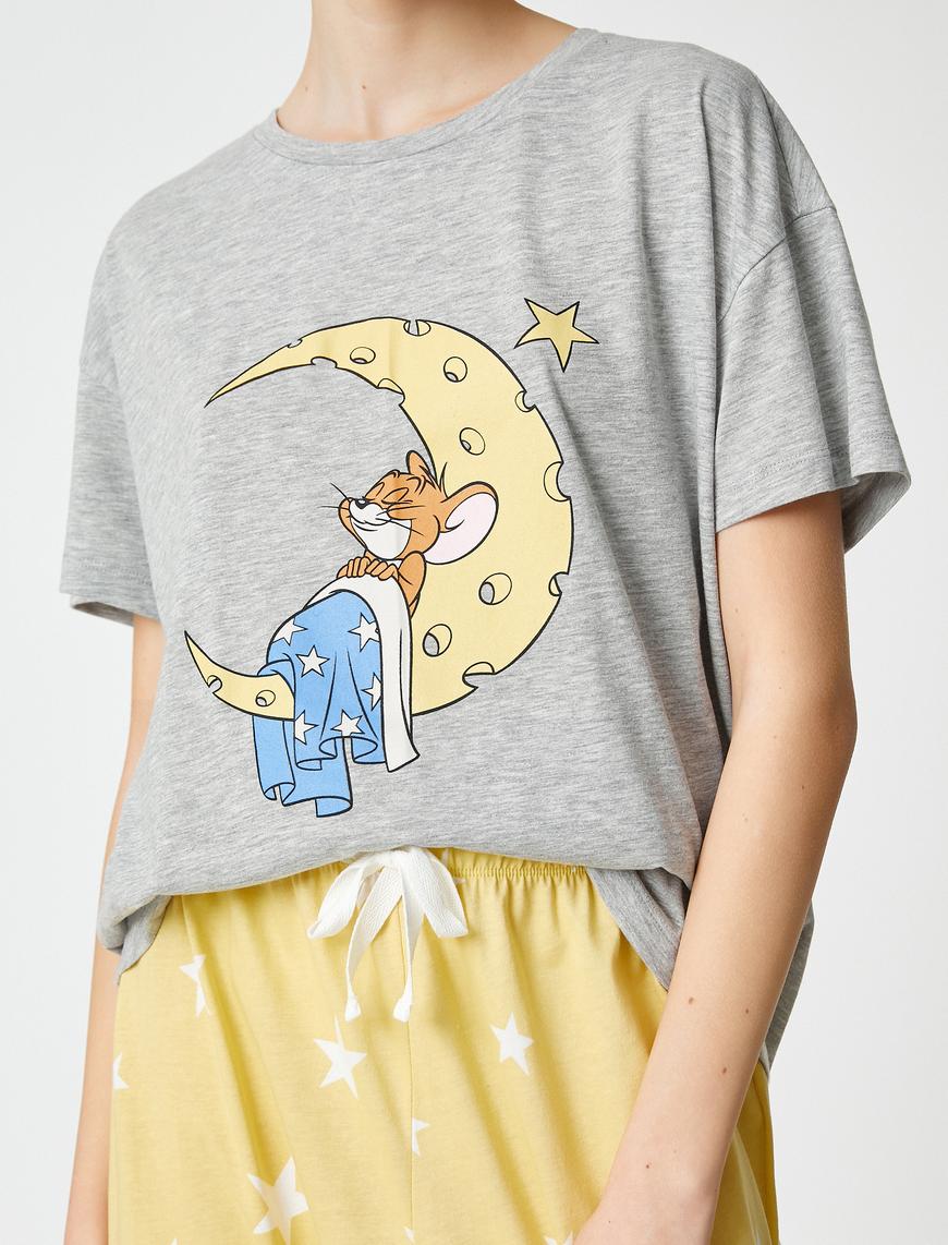   Tom ve Jerry Pijama Takımı Kısa Kollu Desenli Baskılı