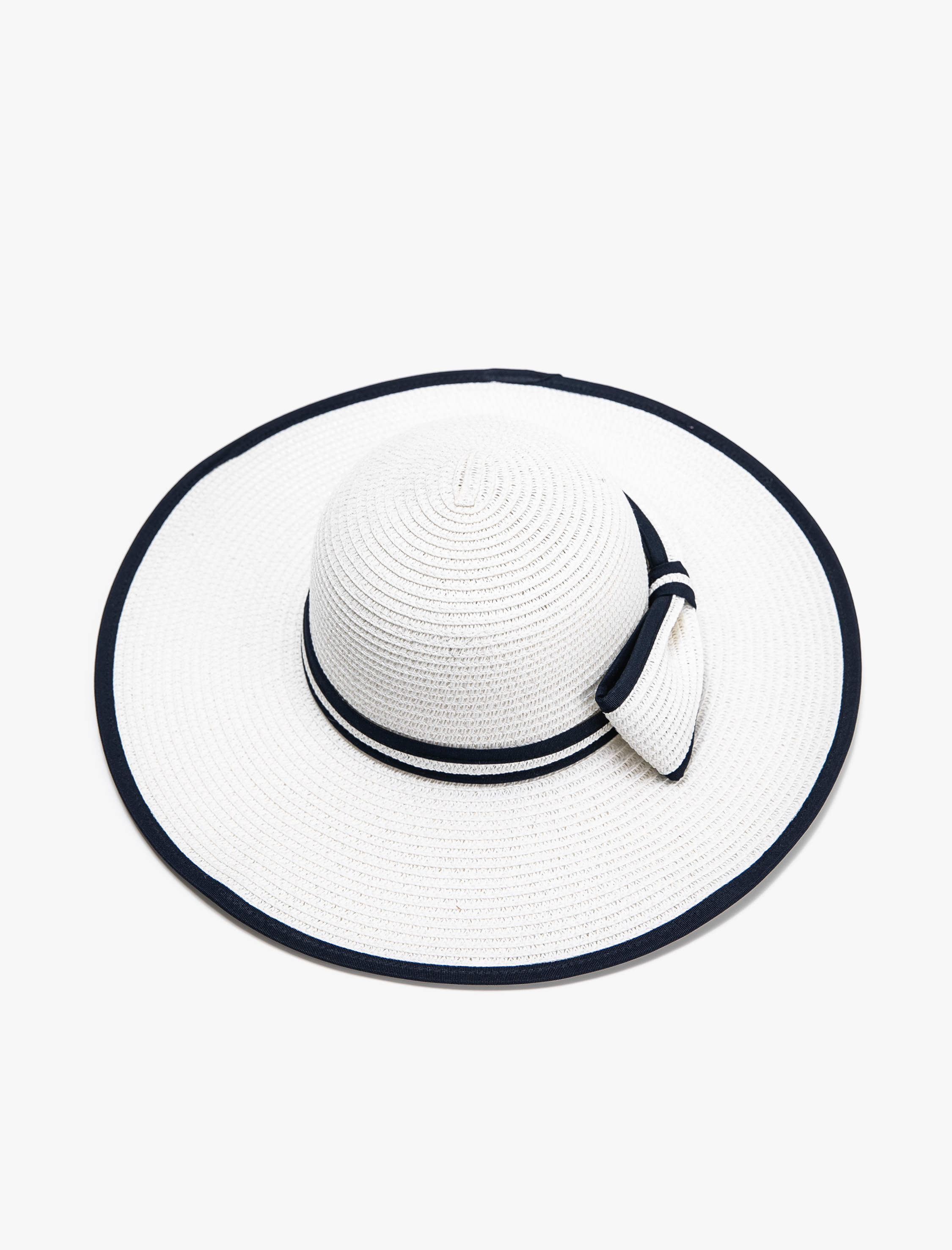  Kadın Hasır Şapka Fötr Fiyonk Detaylı Biyeli