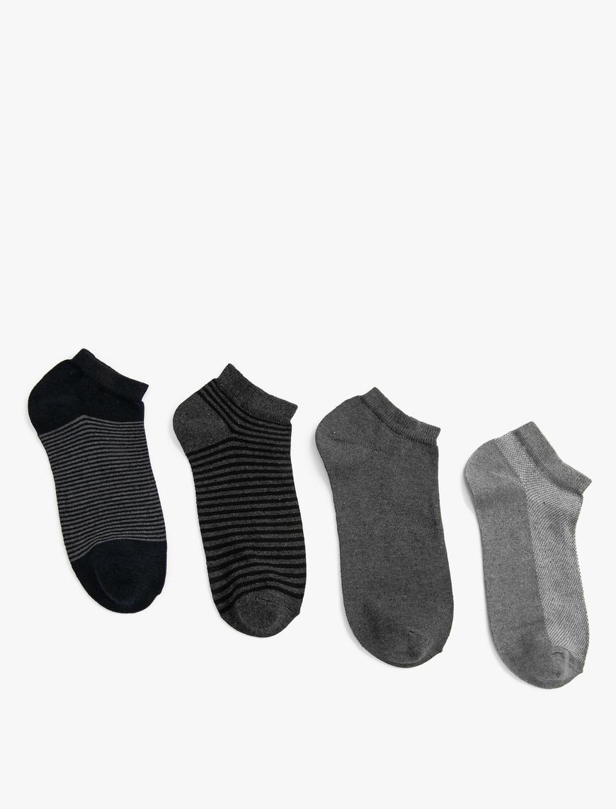  Erkek Çizgili 4'lü Patik Çorap Seti