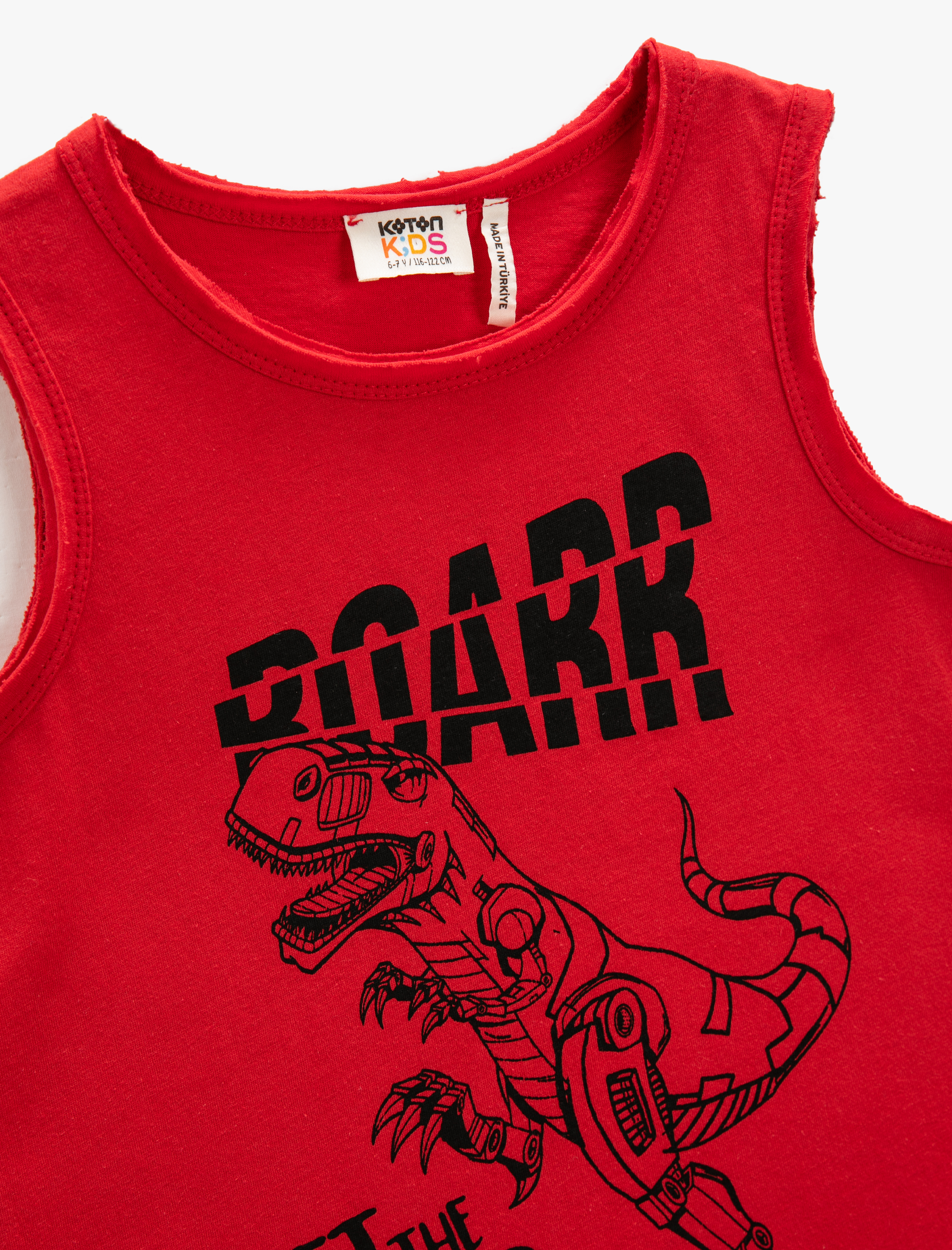 Erkek Çocuk Dinozor Baskılı Atlet Bisiklet Yaka Pamuklu